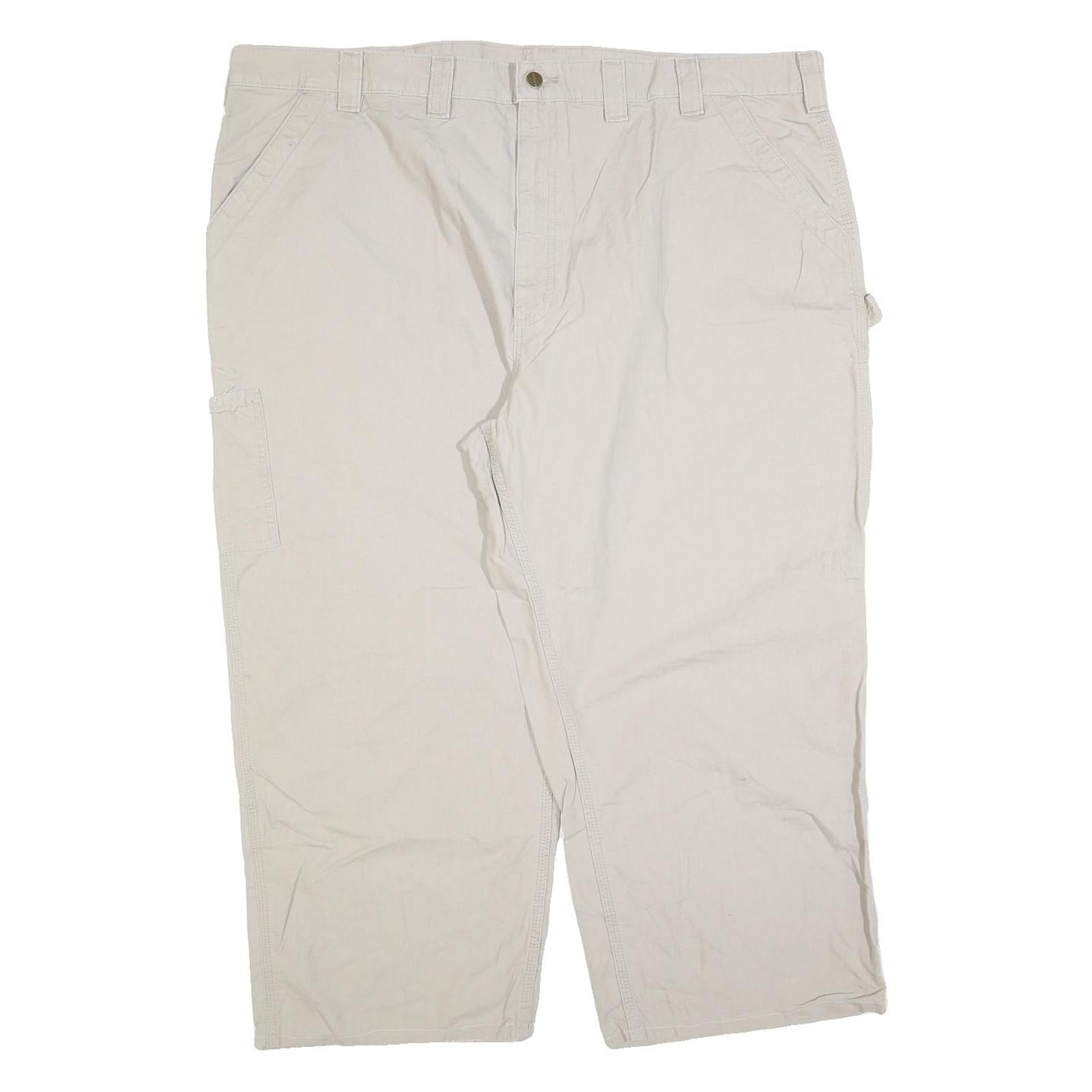 CARHARTT Mens Cotton Blend Beige Regular Fit Straight Leg Trousers W48 L27 Refurbished - N/A refurbished available on Cerqular