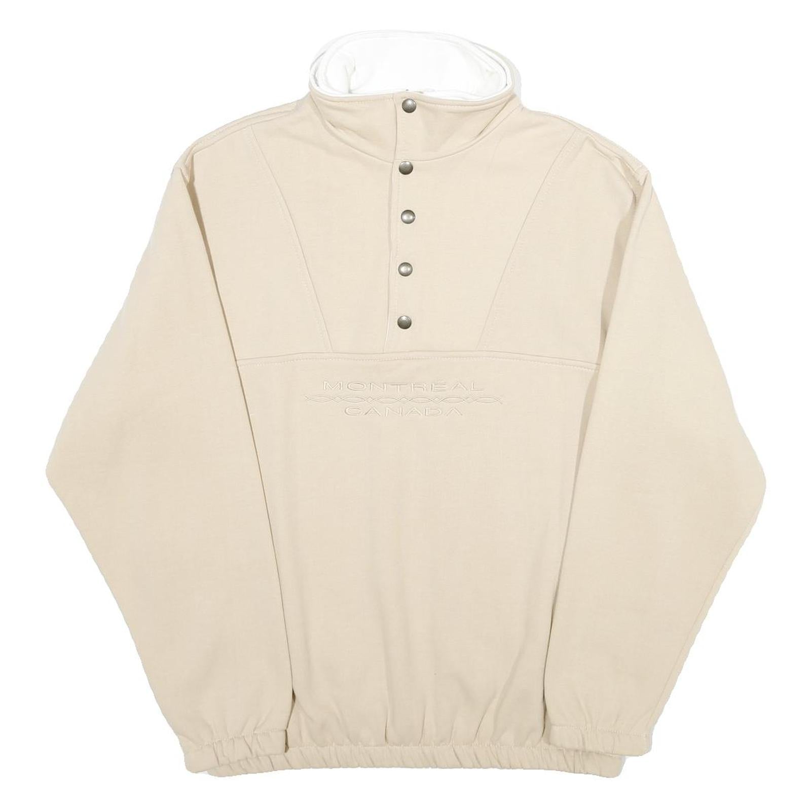 Mens Beige Cotton Blend Sweatshirt Pullover M High Neck Montreal Canada Refurbished - N/A refurbished available on Cerqular