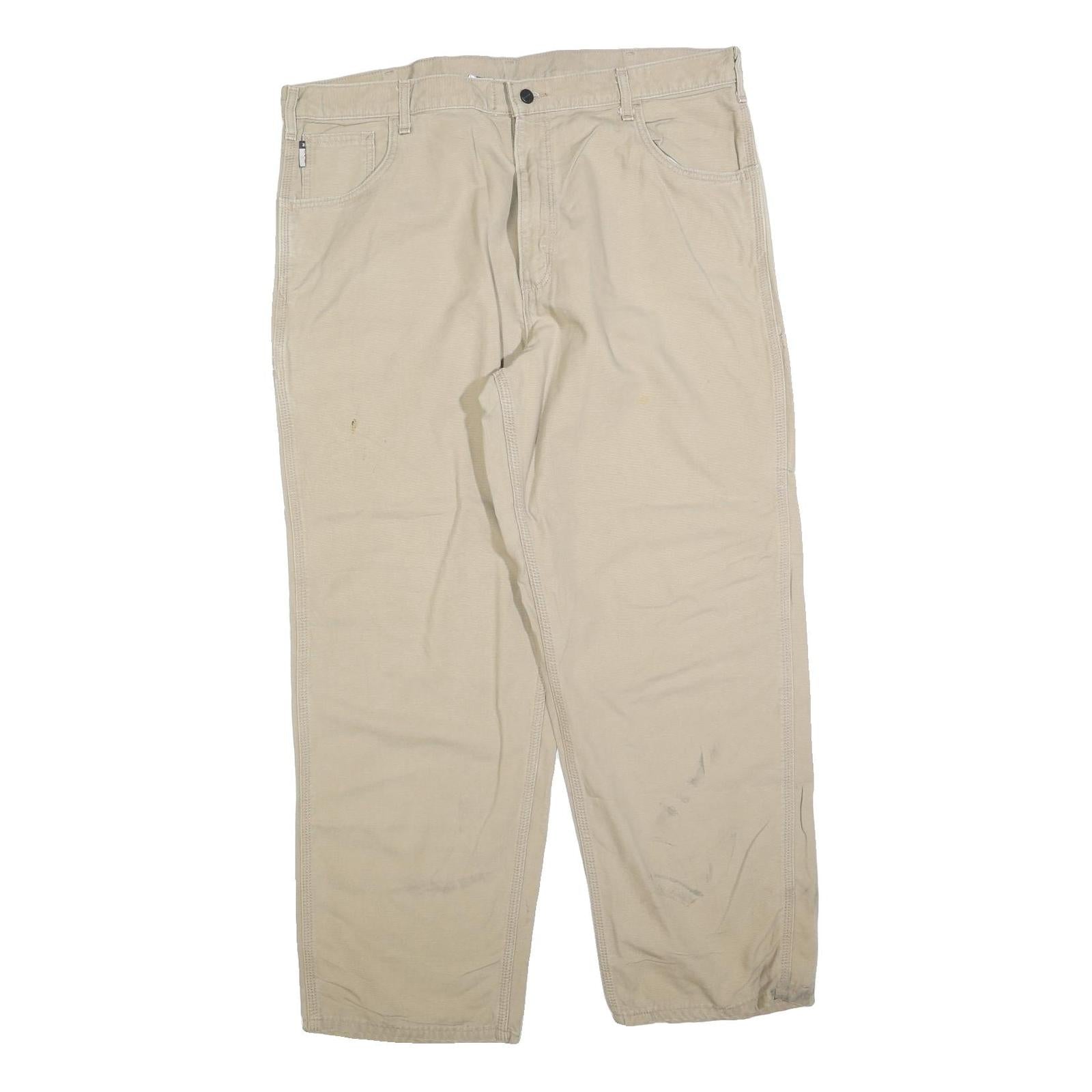 CARHARTT Mens Relaxed Beige Cotton Blend Trousers W42 L32 Workwear Zip Refurbished - N/A refurbished available on Cerqular