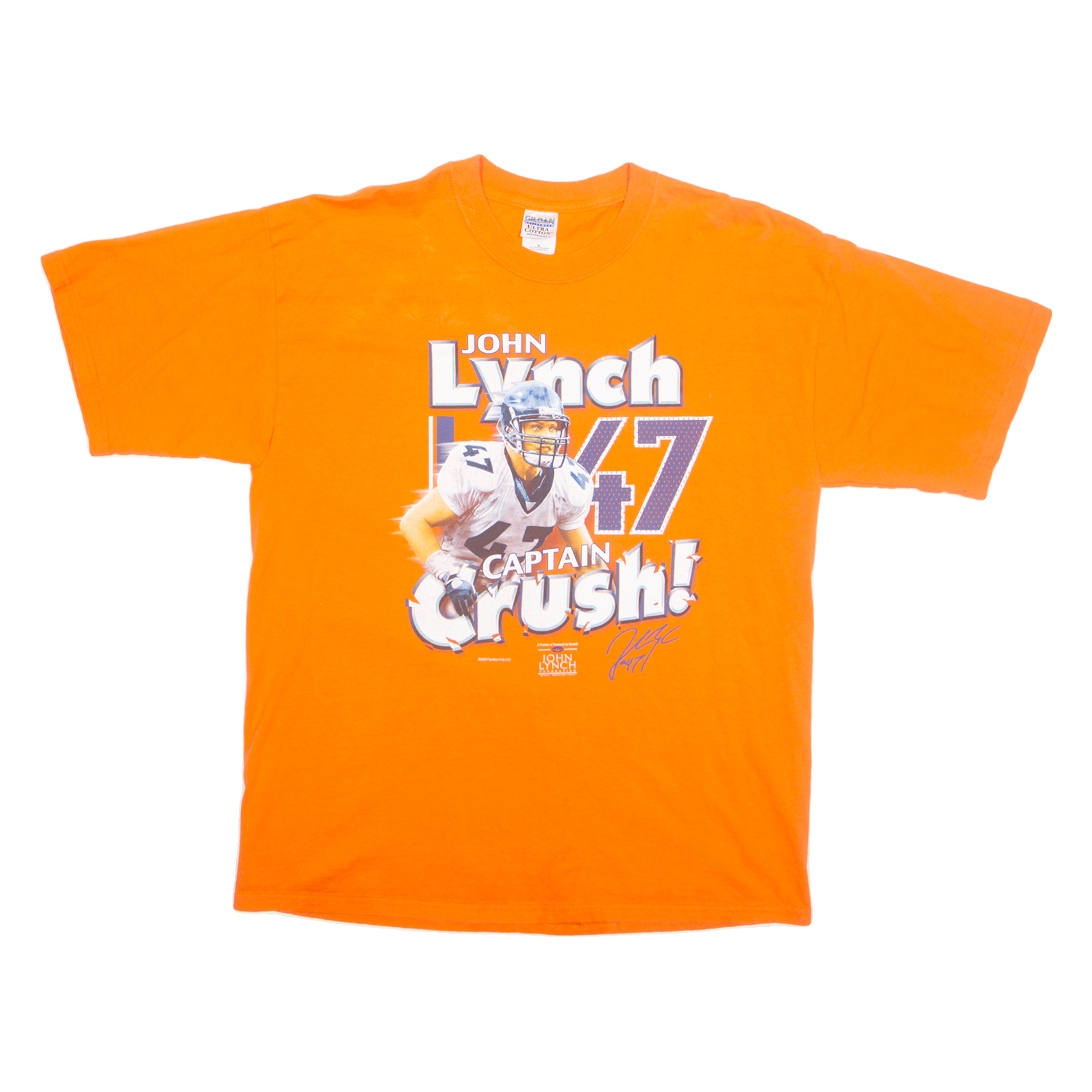 GILDAN NFL John Lynch Captin Crush Denver Broncos Mens T-Shirt Orange USA XL Refurbished - N/A refurbished available on Cerqular