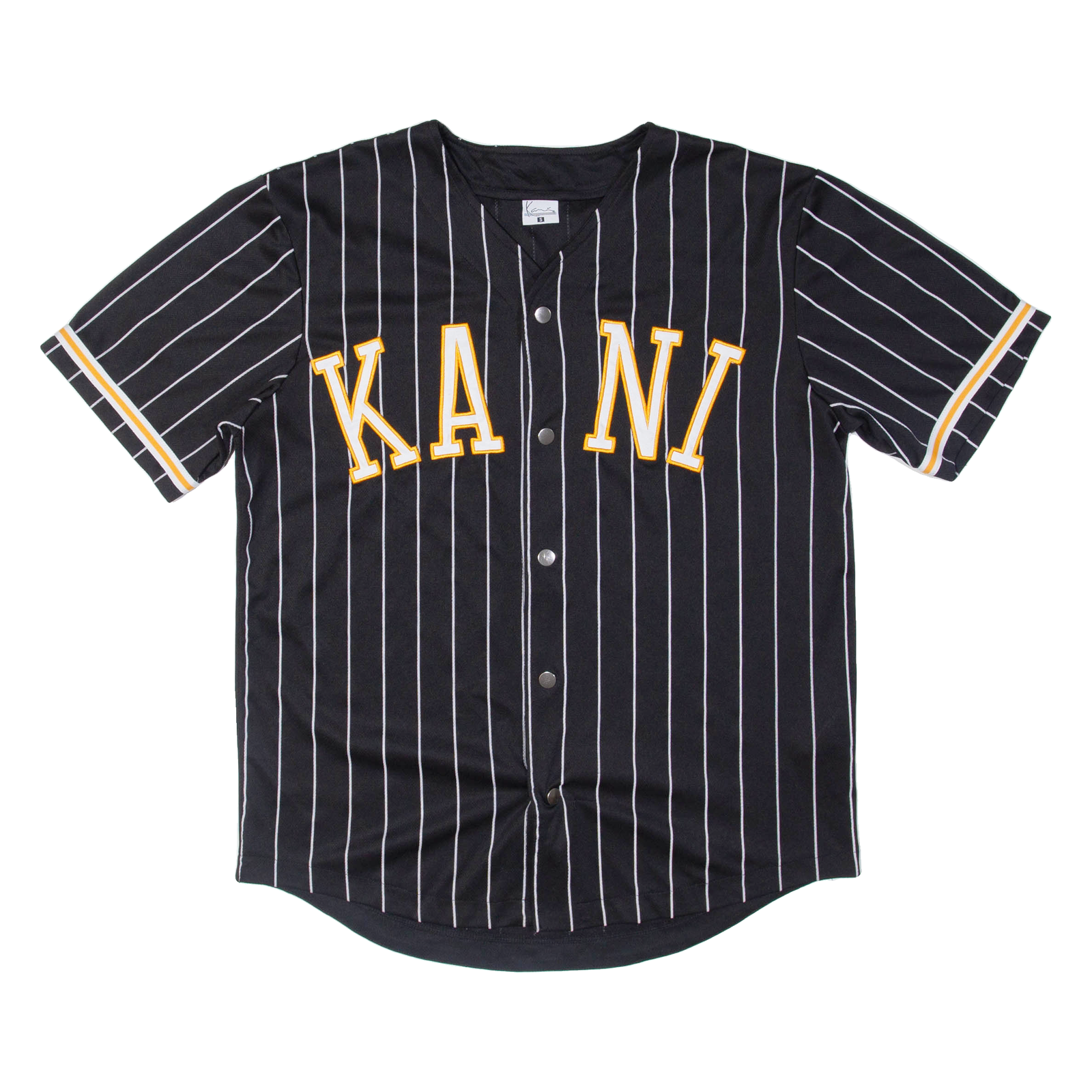 KARL KANI Button Up Striped Mens Jersey Black V-Neck S Refurbished - N/A refurbished available on Cerqular