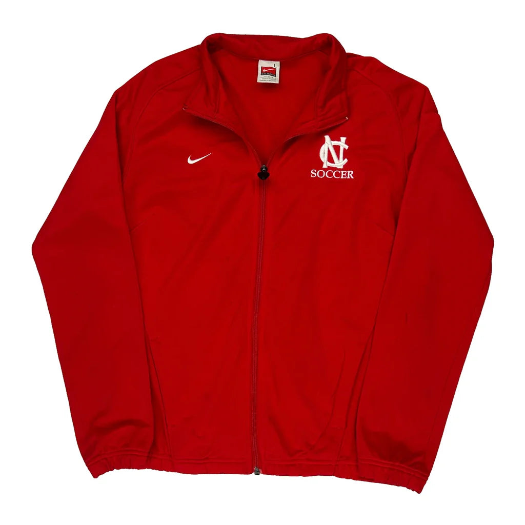 Age 12-13 Soccer Nike Track Jacket - Large Red Polyester Refurbished - Thrifted (note: this is a term often used to describe second- refurbished available on Cerqular