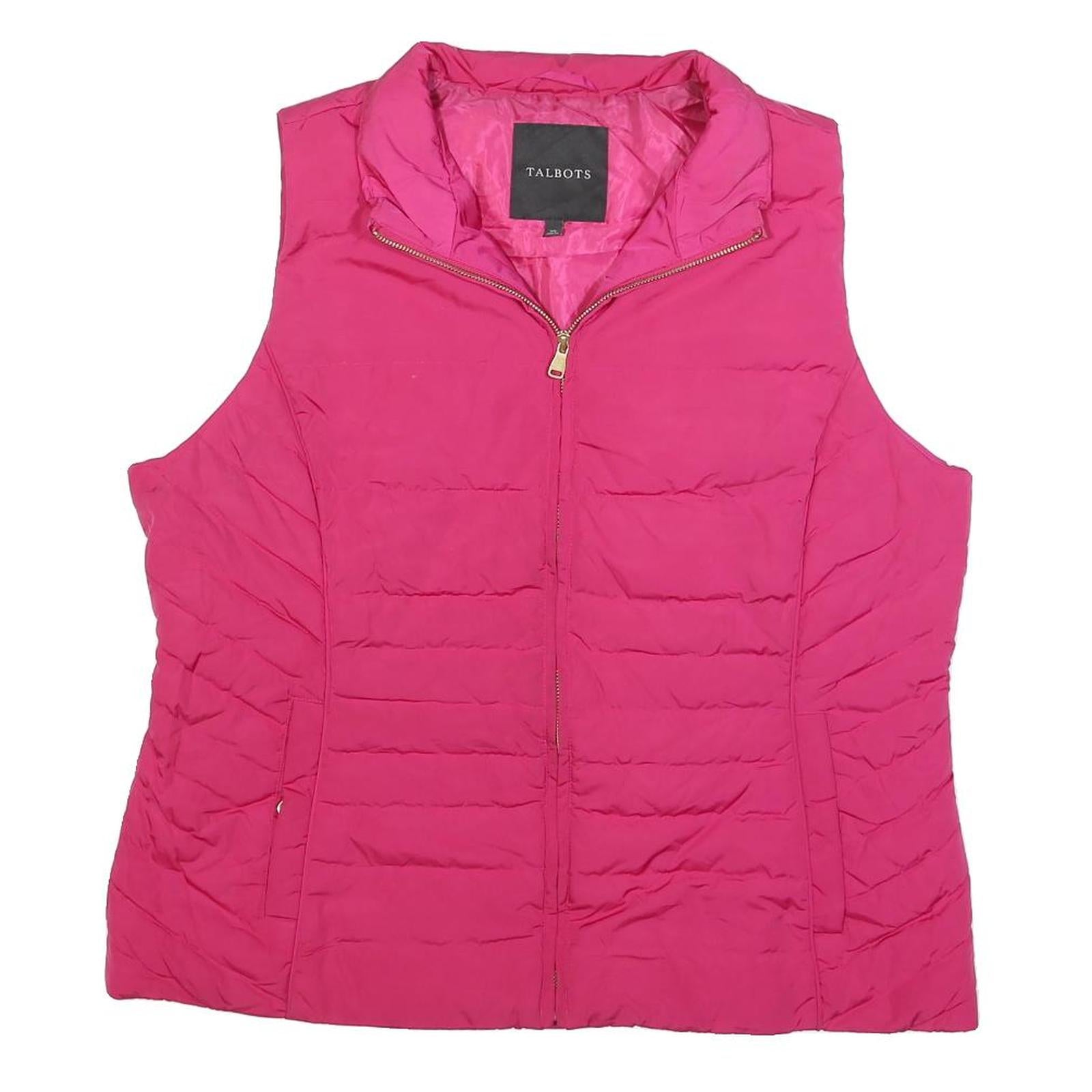 TALBOTS Womens Pink Jacket XL Polyester Puffer Zip Sleeveless Casual Outerwear Refurbished - N/A refurbished available on Cerqular
