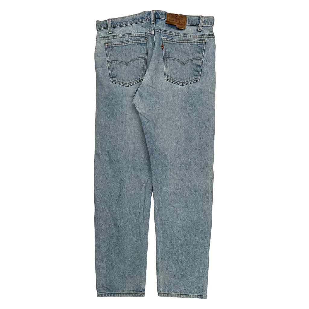 Made In USA Levis Jeans - 35W 30L Light Wash Cotton Refurbished - Thrifted (note: this is a term often used to describe second- refurbished available on Cerqular