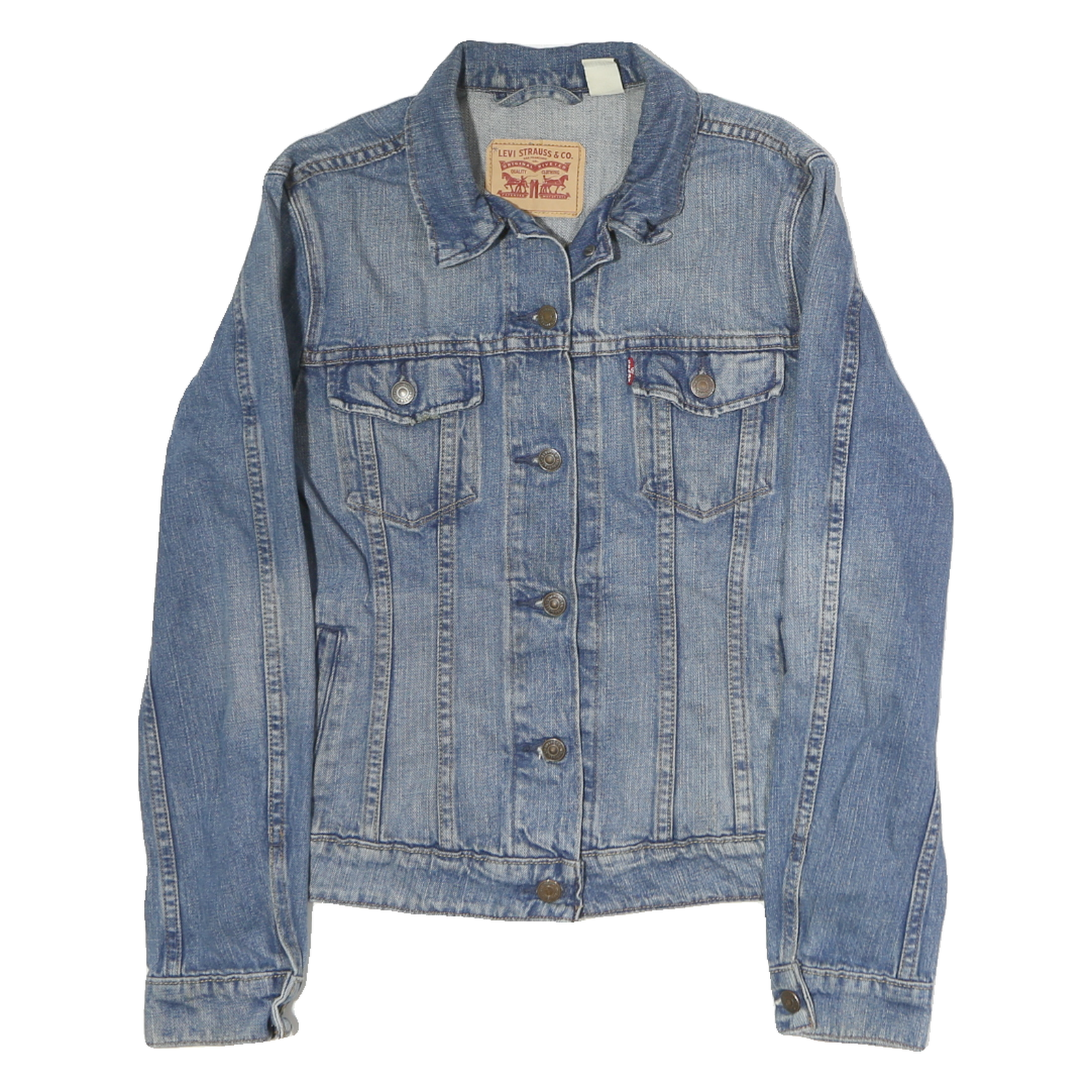 LEVI'S Mens Blue Denim Cotton Classic Jacket M Button Plain Casual Fashion Refurbished - N/A refurbished available on Cerqular