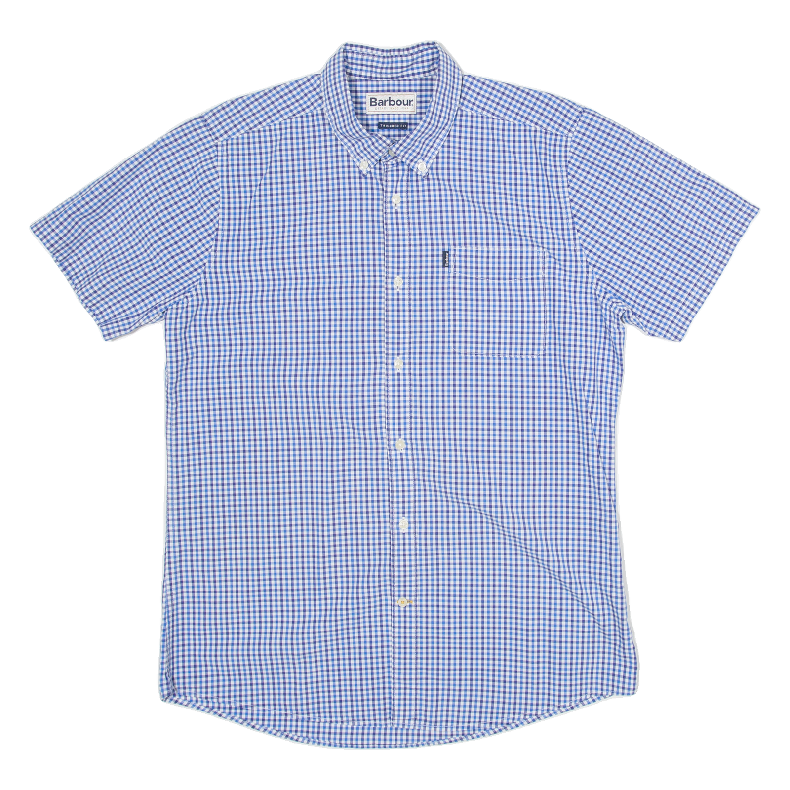 BARBOUR Tailored Fit Mens Shirt Blue 80s Gingham M Refurbished - N/A refurbished available on Cerqular