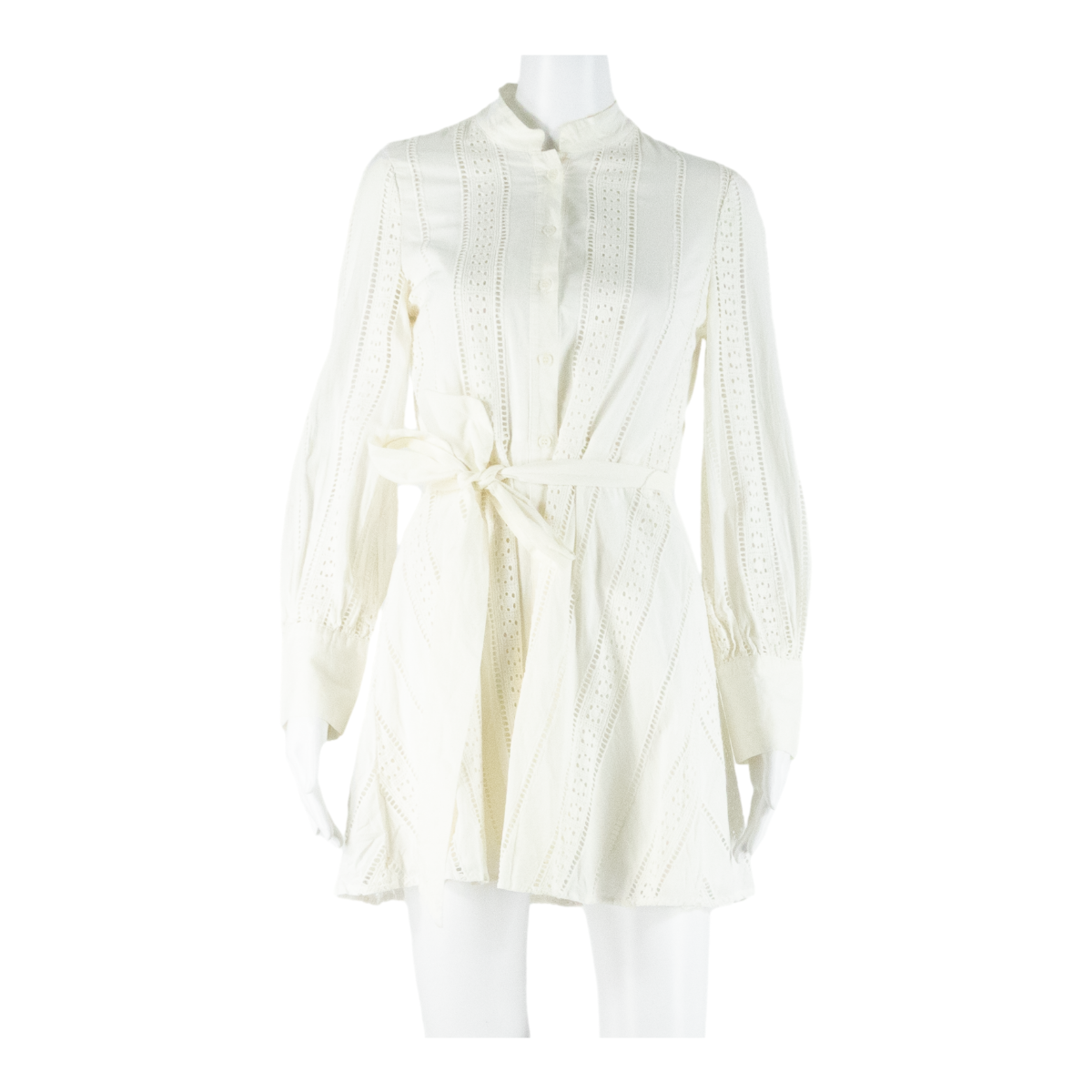 ZARA Belted Womens Day Dress White Long Sleeve Short S Refurbished - N/A refurbished available on Cerqular