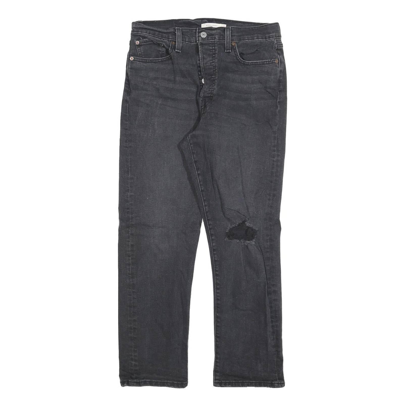 LEVI'S Womens Black Regular Straight Denim Medium W31 L28 Button Closure Jeans Refurbished - N/A refurbished available on Cerqular
