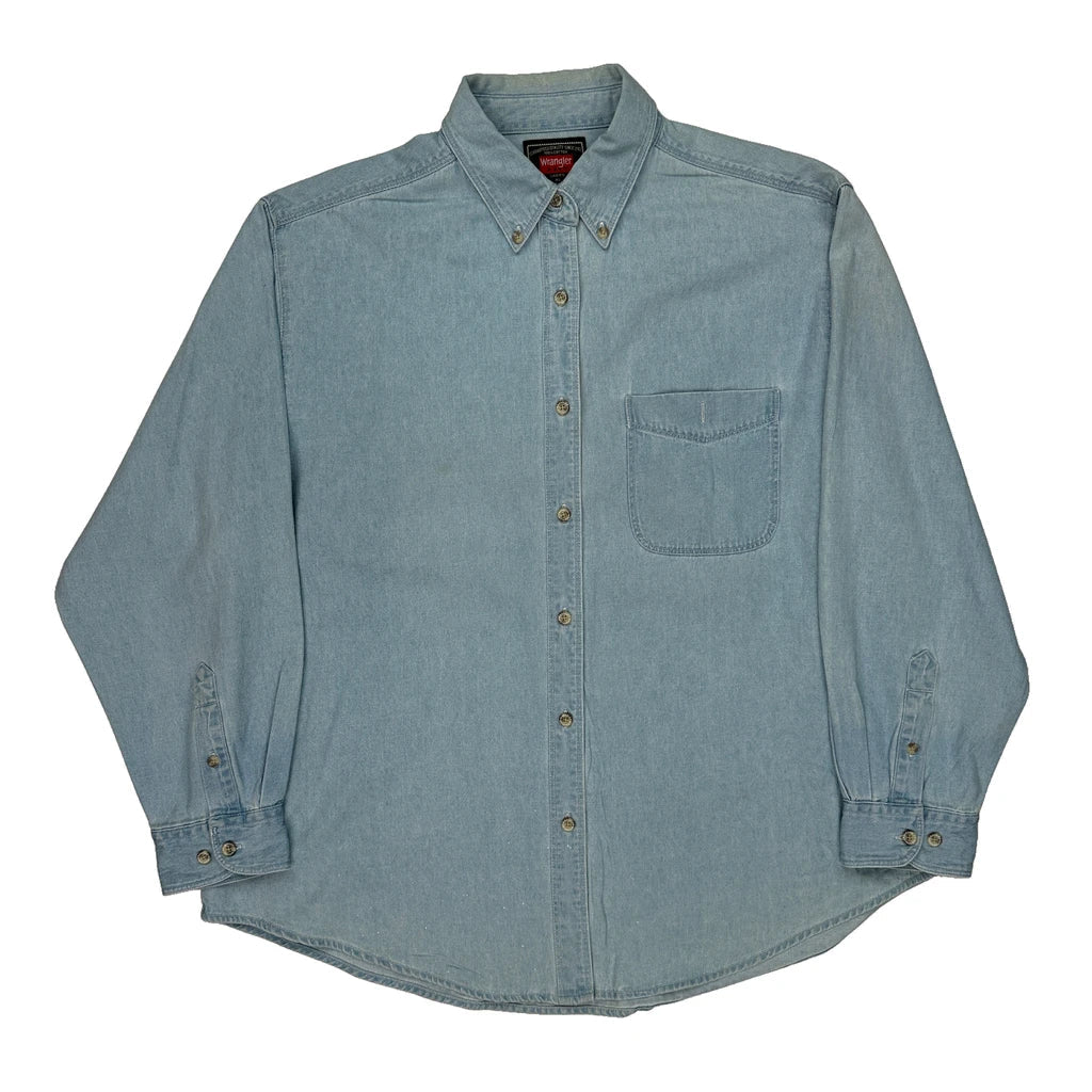 Buy Wrangler Denim Shirt - XL Light Wash Cotton Refurbished - $37.51 Wrangler Denim Shirt - XL Light Wash Cotton Refurbished - Thrifted (note: this is a term often used to describe second- refurbished available on Cerqular