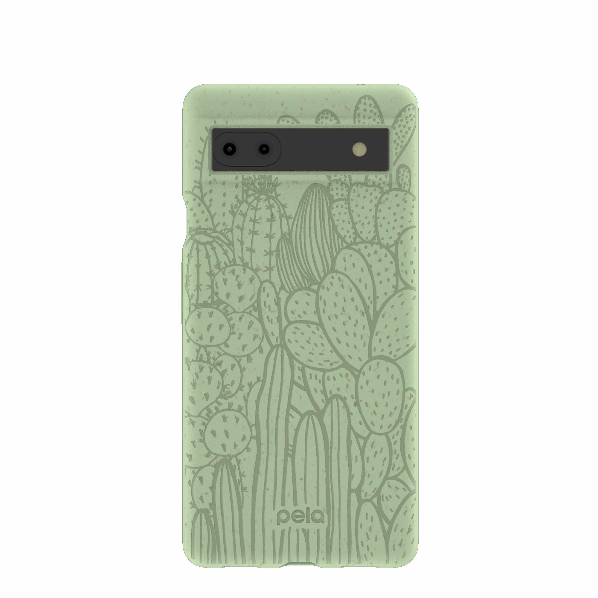 Sage Green Cacti Google Pixel 6a Case Refurbished - Pela Case refurbished available on Cerqular