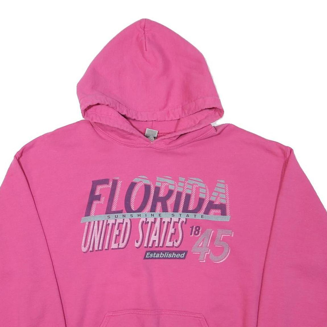 GILDAN Womens Pink Florida United States Pullover Hoodie L Casual Sweatshirt Refurbished - N/A refurbished available on Cerqular