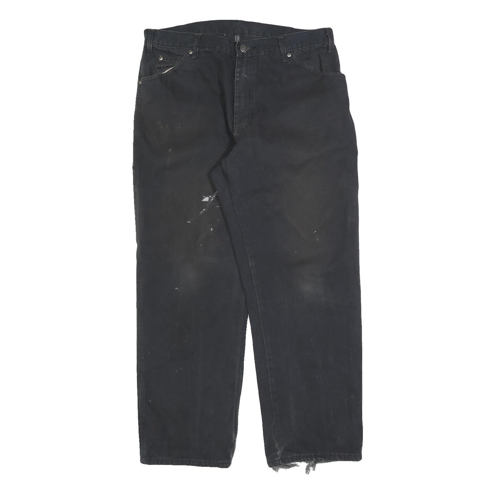 DICKIES Mens Cotton Blend Black Relaxed Loose Fit Trousers W36 L30 Workwear Refurbished - N/A refurbished available on Cerqular