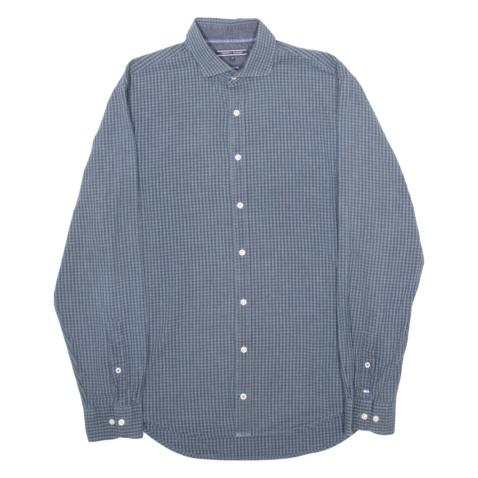 TOMMY HILFIGER New York Fit Mens Shirt Blue Check Long Sleeve M Refurbished - N/A refurbished available on Cerqular
