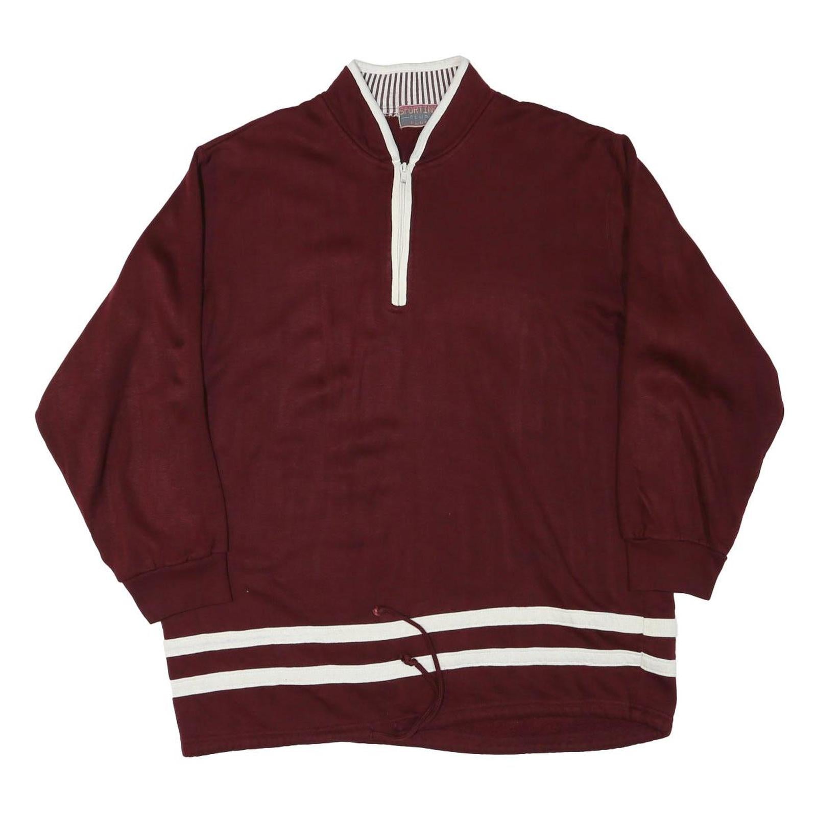 SPORTING Mens Maroon Collared L Quarter Zip Sweatshirt With White Stripes Refurbished - N/A refurbished available on Cerqular