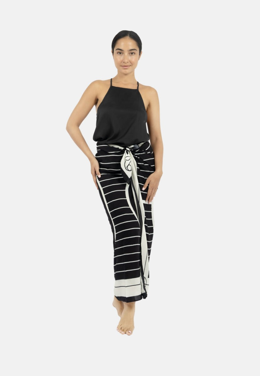 Antibes Beach Sarong  BLACK/CREME Refurbished - N/A refurbished available on Cerqular