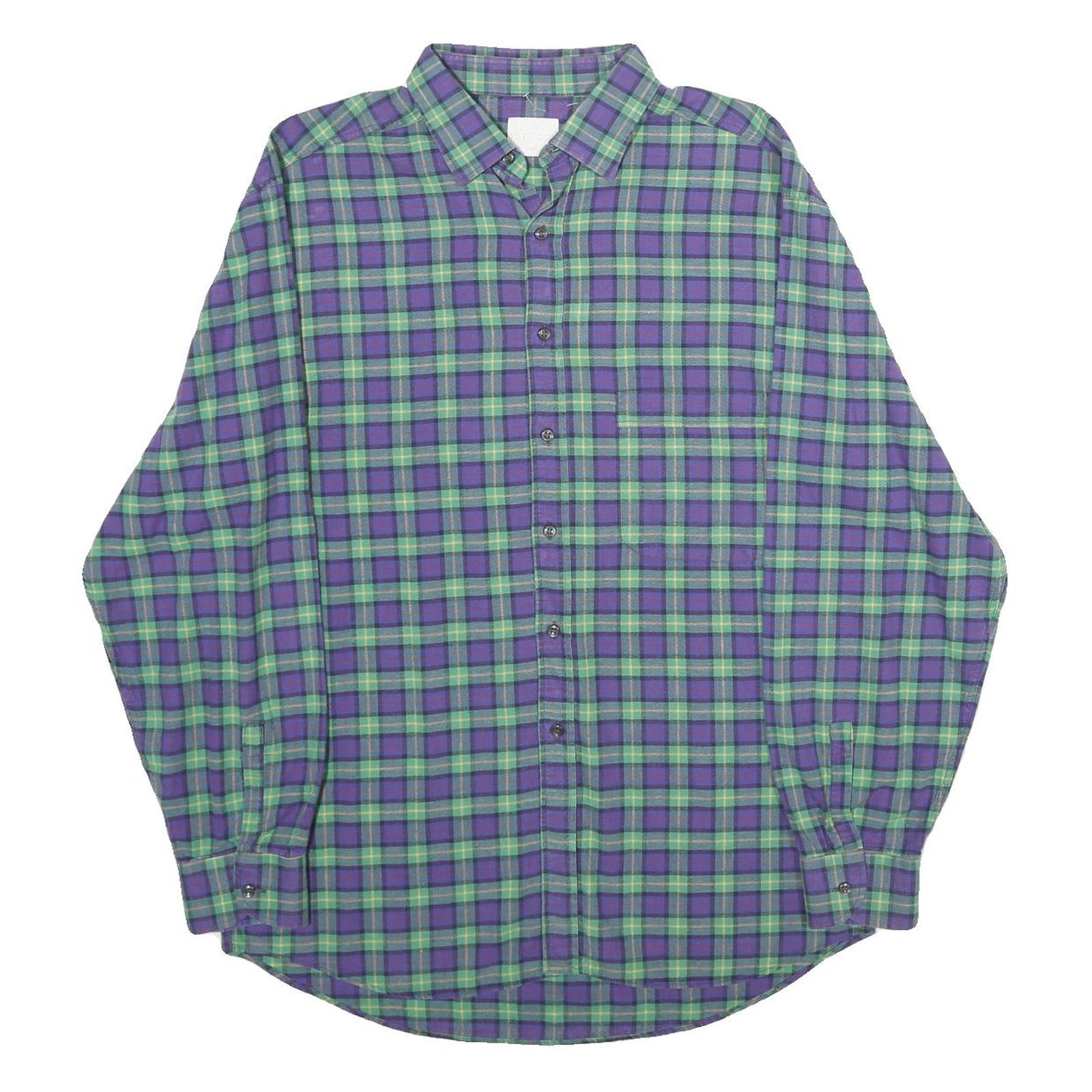 CAUCCI Mens Purple & Green Check Shirt M Long Sleeve Button Shirt Casual Refurbished - N/A refurbished available on Cerqular