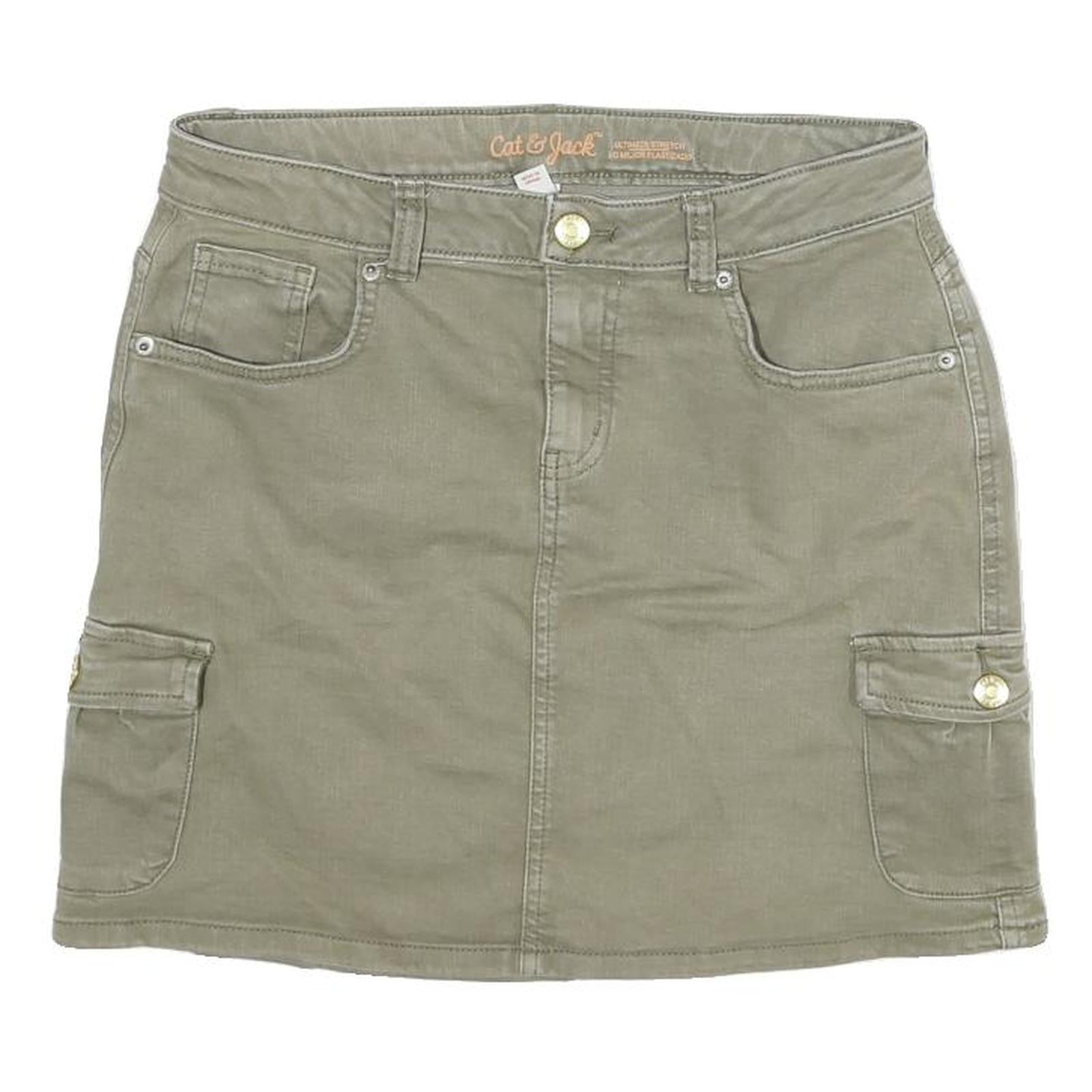 CAT AND JACK Womens Green Cotton Blend Cargo Mini Skirt Size M Utility Pockets Refurbished - N/A refurbished available on Cerqular
