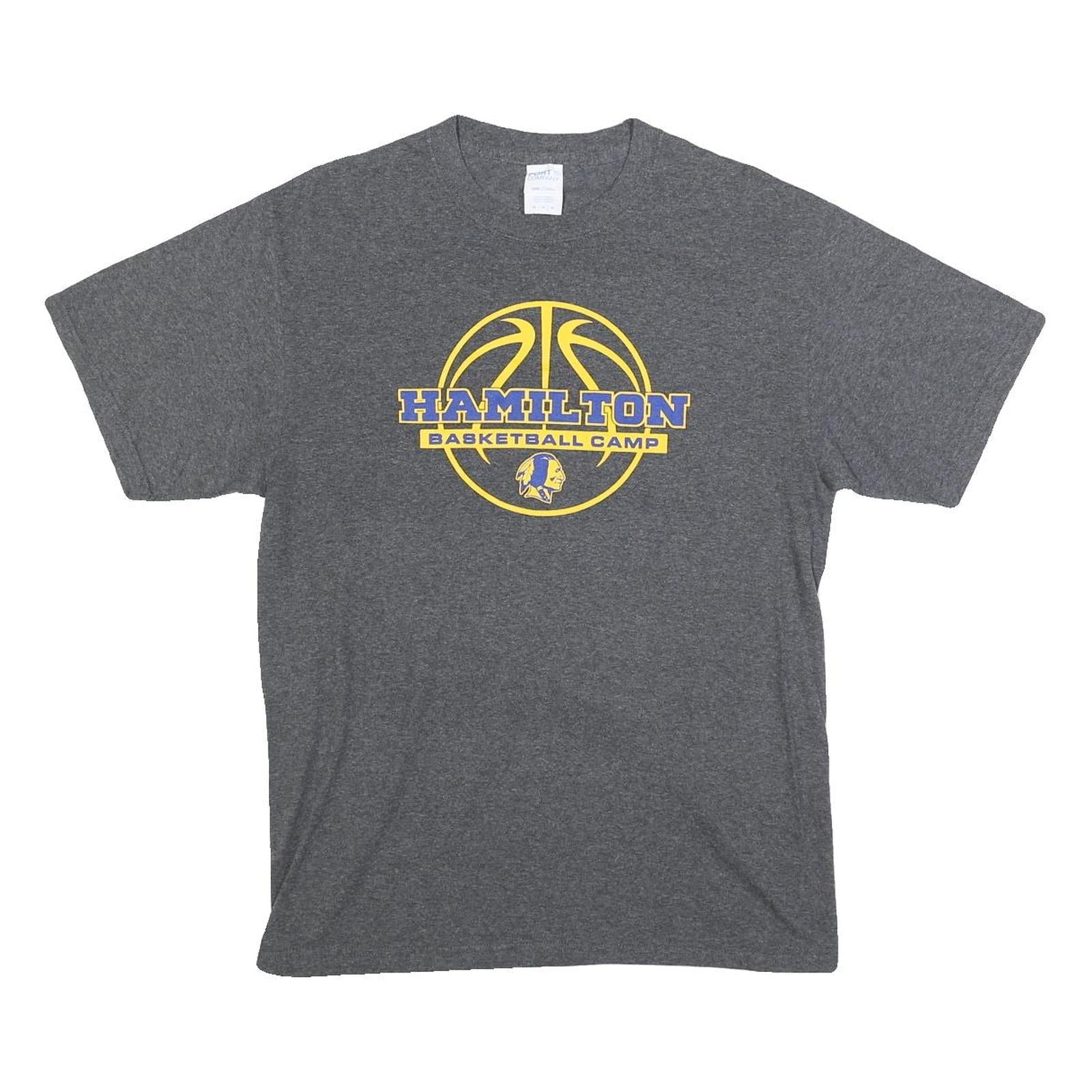 PORT & COMPANY Mens Grey Hamilton Basketball Camp Graphic T-Shirt M Crew Neck Refurbished - N/A refurbished available on Cerqular