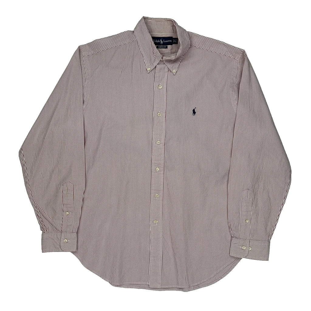 Ralph Lauren Striped Shirt - Large Red Cotton Refurbished - Thrifted (note: this is a term often used to describe second- refurbished available on Cerqular