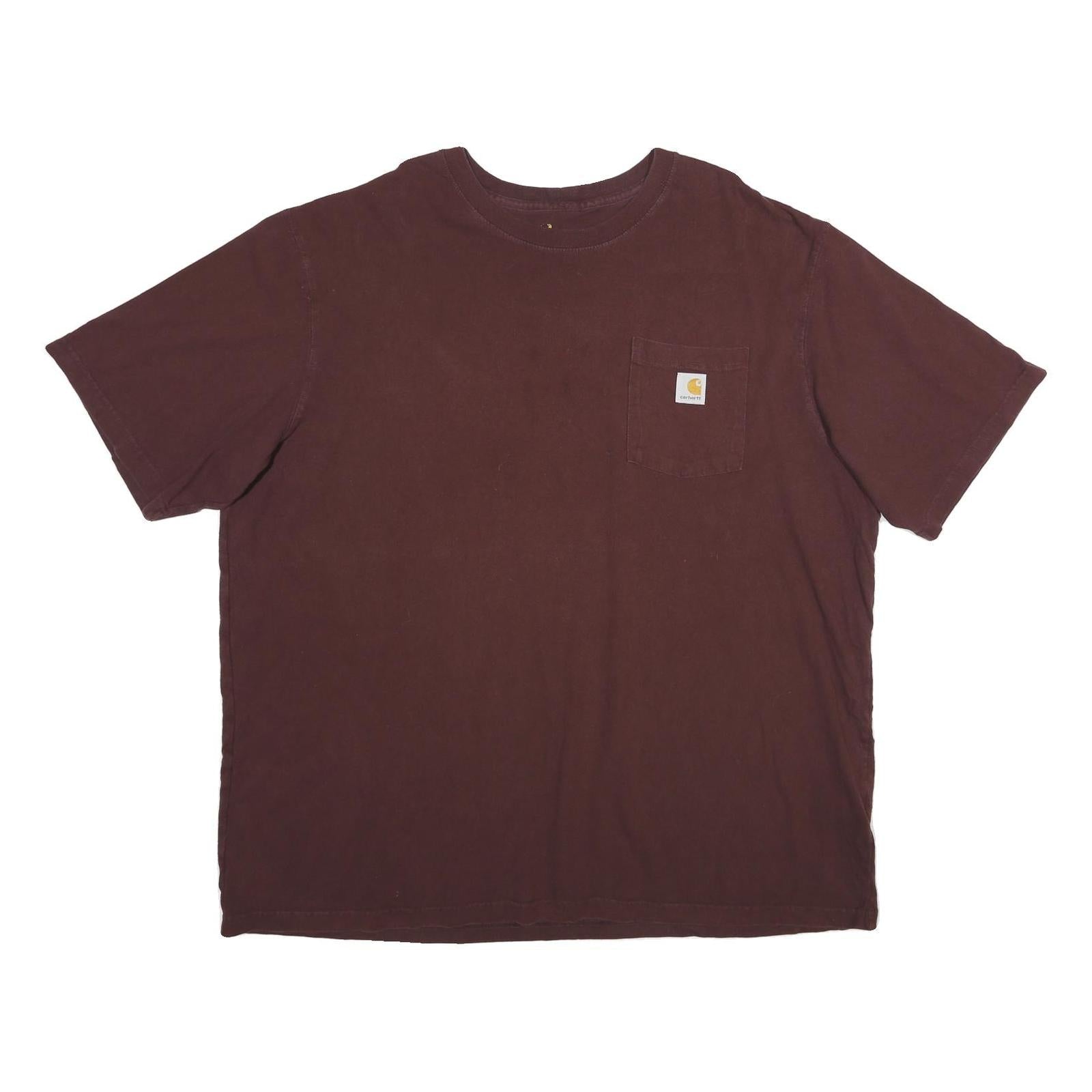 CARHARTT Mens Maroon Pocket T-Shirt 2XL Short Sleeve Crew Neck Cotton Casual Refurbished - N/A refurbished available on Cerqular