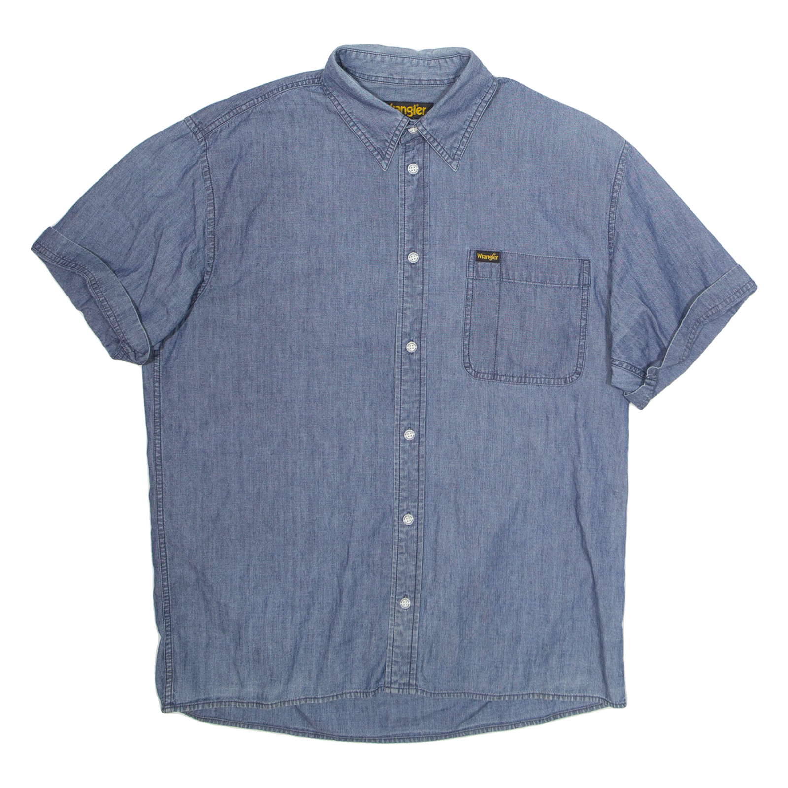 WRANGLER Mens Plain Shirt Blue M Refurbished - N/A refurbished available on Cerqular