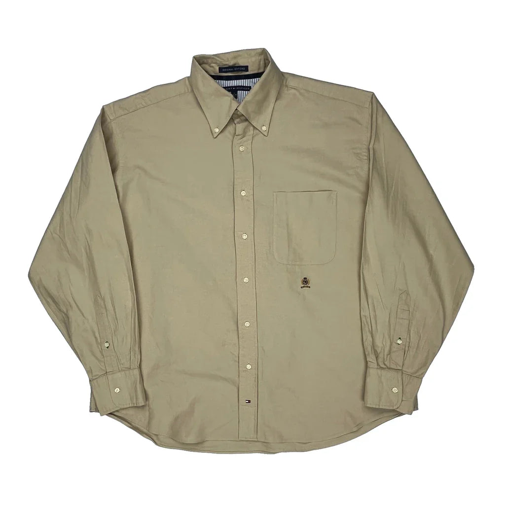 Tommy Hilfiger Shirt - XL Beige Cotton Refurbished - Thrifted (note: this is a term often used to describe second- refurbished available on Cerqular