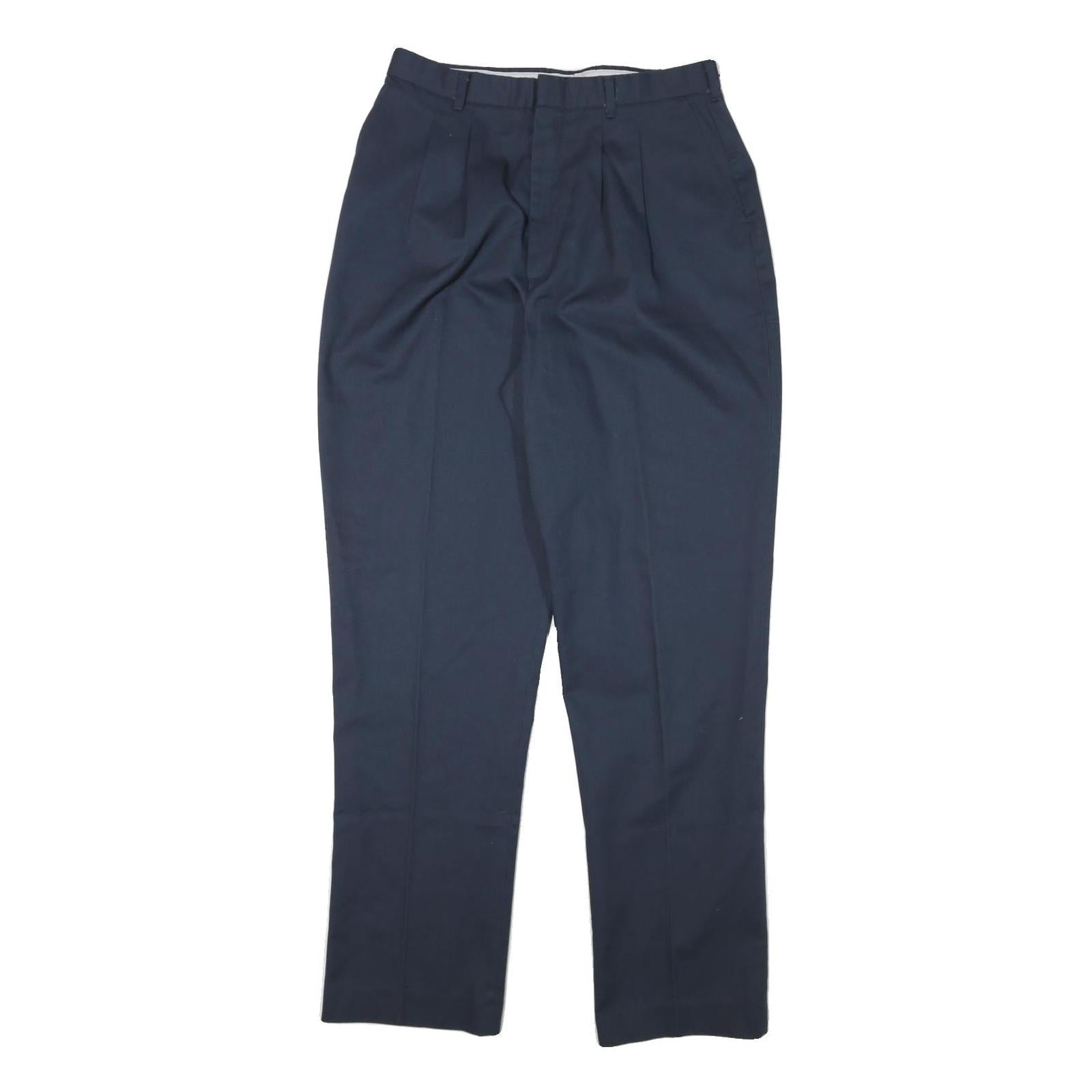 Mens Cotton Blend Navy Relaxed Fit Straight Leg Trousers W28 L31 Classic Casual Refurbished - N/A refurbished available on Cerqular