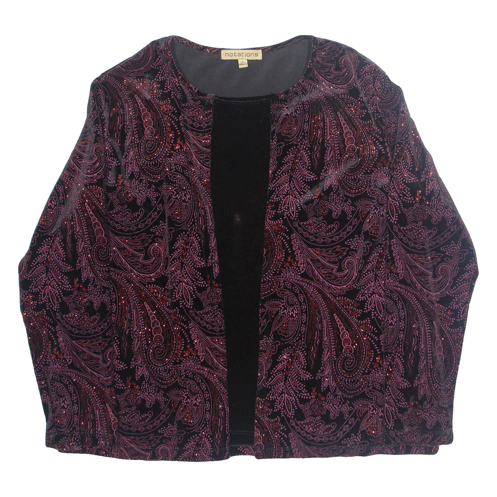 NOTATIONS Womens Printed Blouse Purple Long Sleeve Paisley XL Refurbished - N/A refurbished available on Cerqular