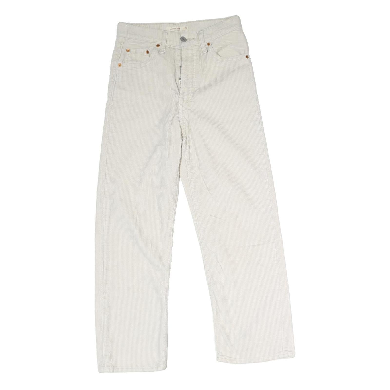 LEVI'S Womens White Cotton Woven Regular Straight Trousers W26 L25 Button Refurbished - N/A refurbished available on Cerqular