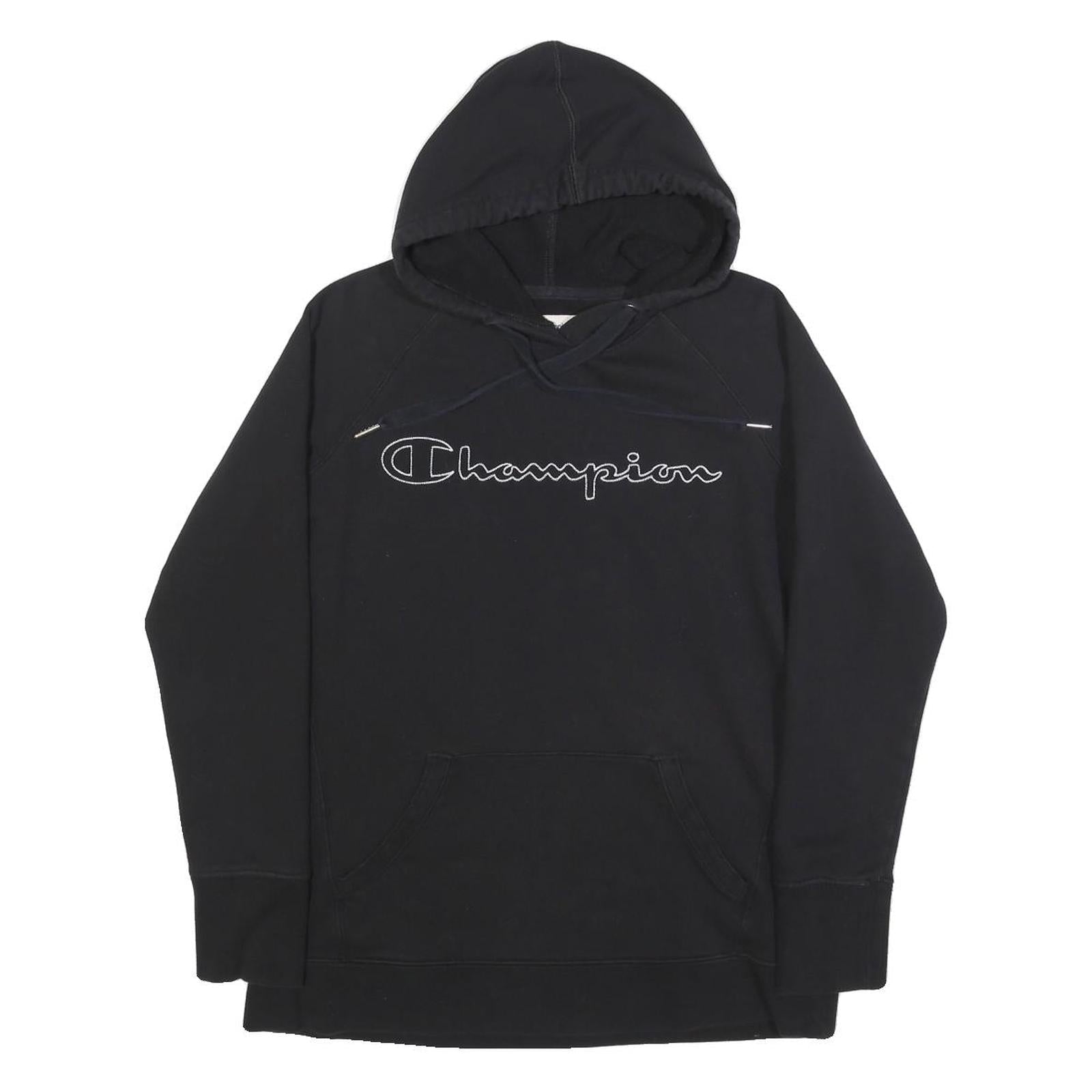 CHAMPION Womens Black Hoodie S Cotton Blend Pullover Logo Sweatshirt Refurbished - N/A refurbished available on Cerqular