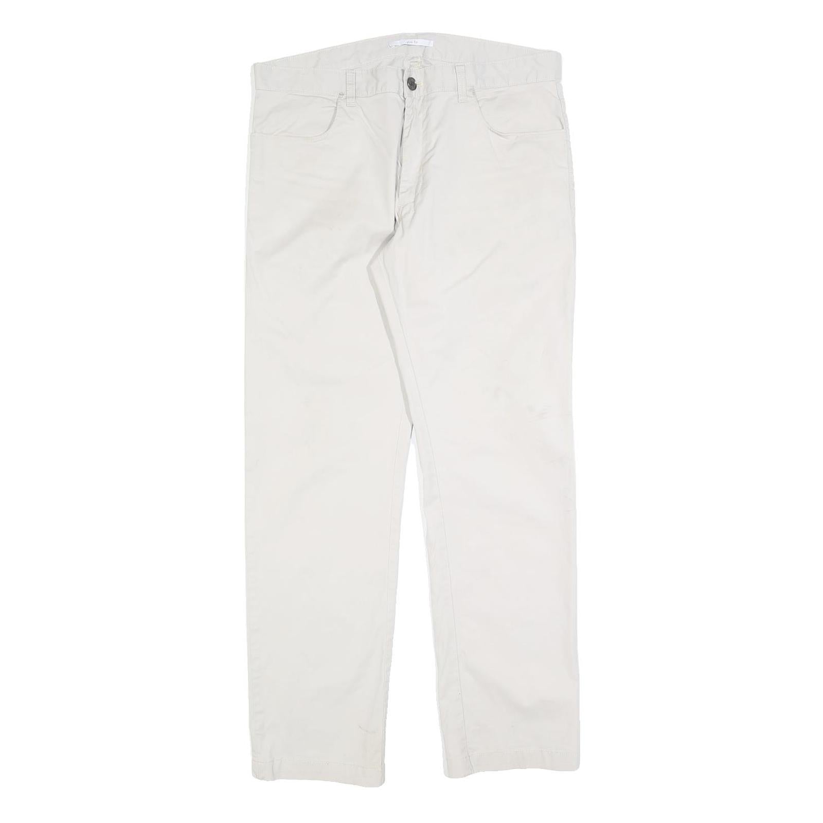 CALVIN KLEIN Mens Cotton Blend White Slim Straight Trousers W32 L30 Casual Smart Refurbished - N/A refurbished available on Cerqular
