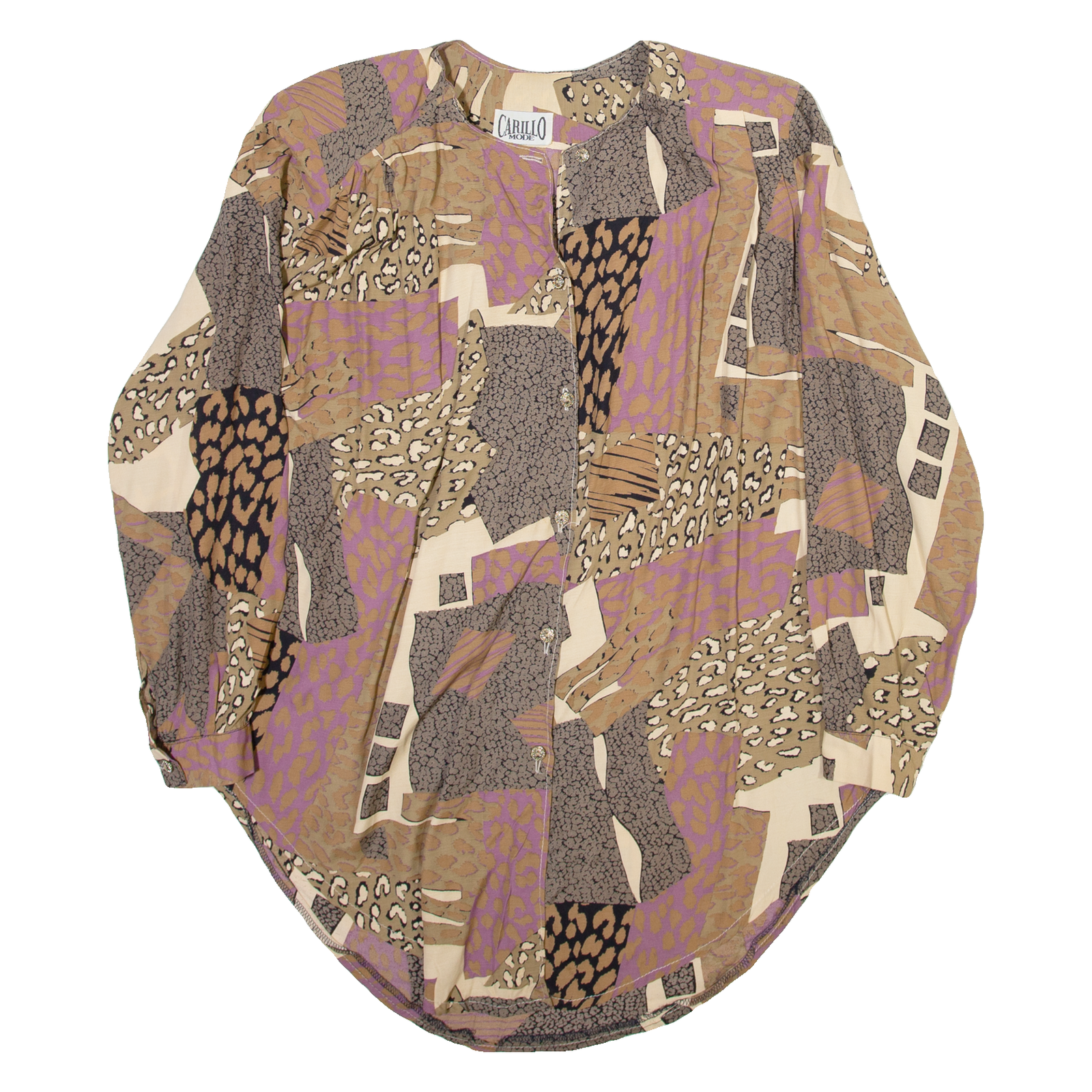 CARILLO Womens Printed Shirt Brown Long Sleeve Crazy Pattern XL Refurbished - N/A refurbished available on Cerqular