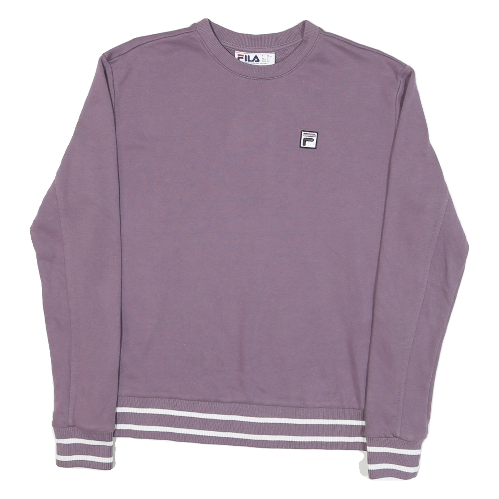 FILA Mens Purple Sweatshirt Crew Neck S Striped Cuffs Logo Patch Refurbished - N/A refurbished available on Cerqular