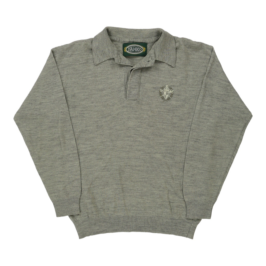 D'Amico Rugby Shirt - Medium Grey Acrylic Blend Refurbished - Thrifted (note: this is a term often used to describe second- refurbished available on Cerqular