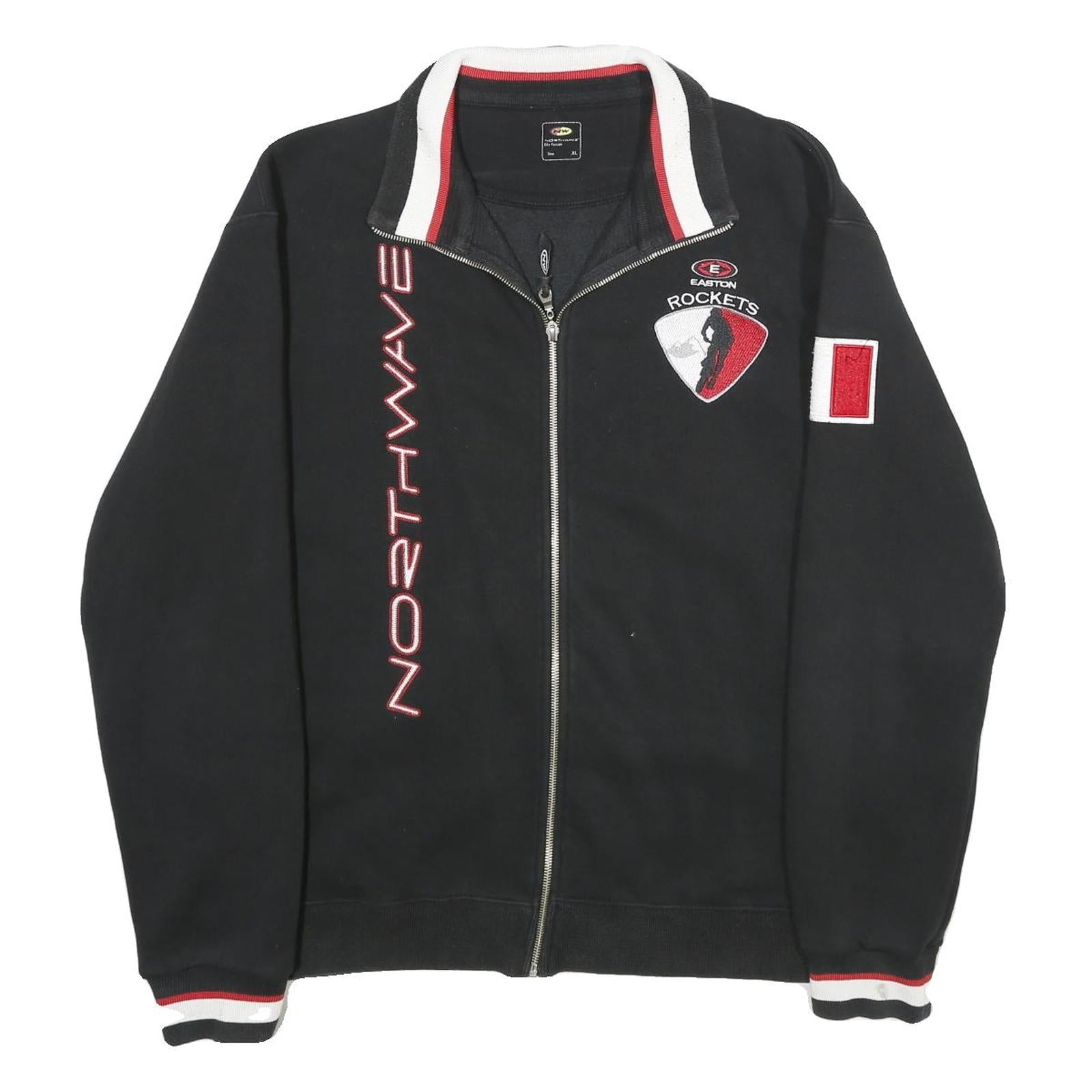 NORTH WAVE Mens Black & Red Rocket Zip Jacket XL Cotton Blend Ribbed Collar Refurbished - N/A refurbished available on Cerqular