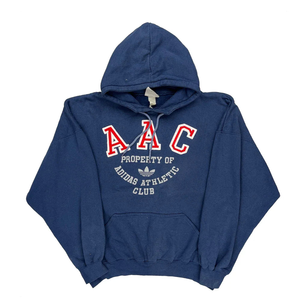 Adidas Athletic Club Adidas College Hoodie - 2XL Blue Cotton Refurbished - Thrifted (note: this is a term often used to describe second- refurbished available on Cerqular