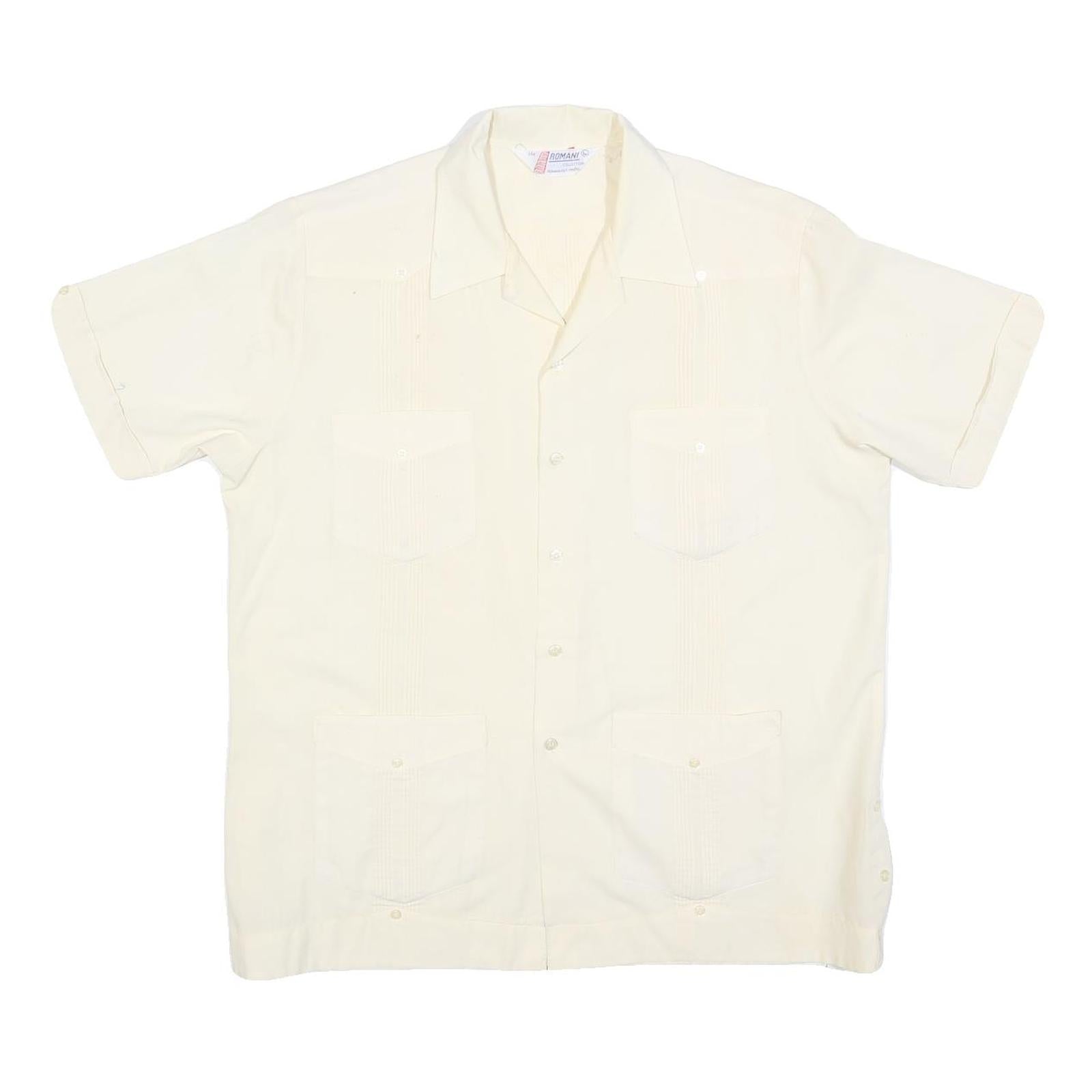 Buy ROMANI Mens Cream & Cotton Blend Shirt L Short Sleeve Button Closure Pockets Refurbished - $16.89 ROMANI Mens Cream & Cotton Blend Shirt L Short Sleeve Button Closure Pockets Refurbished - N/A refurbished available on Cerqular