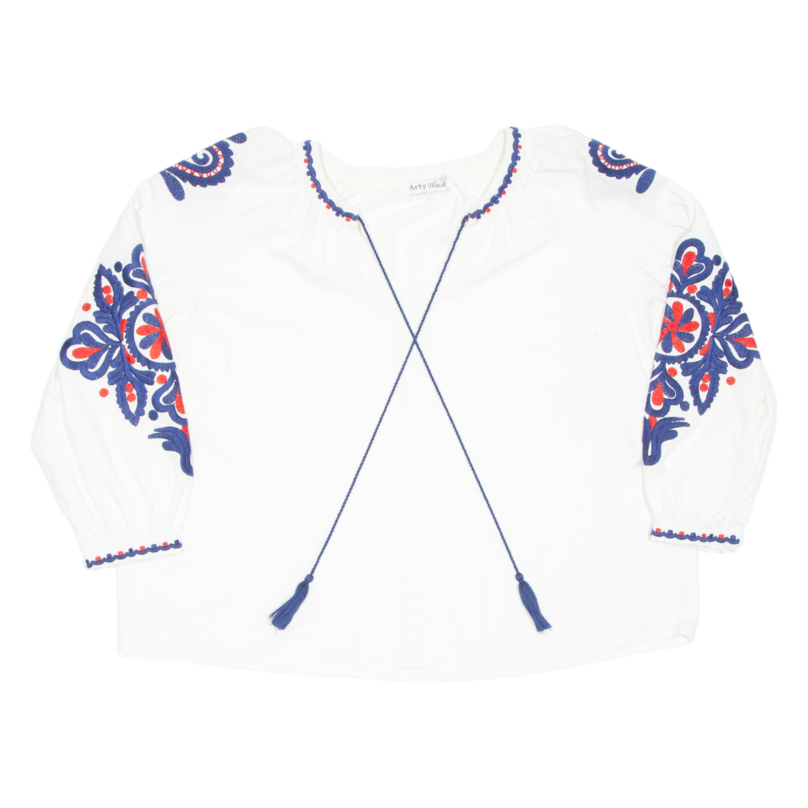 ARTY BLUSH Womens Top White V-Neck Long Sleeve XL Refurbished - N/A refurbished available on Cerqular