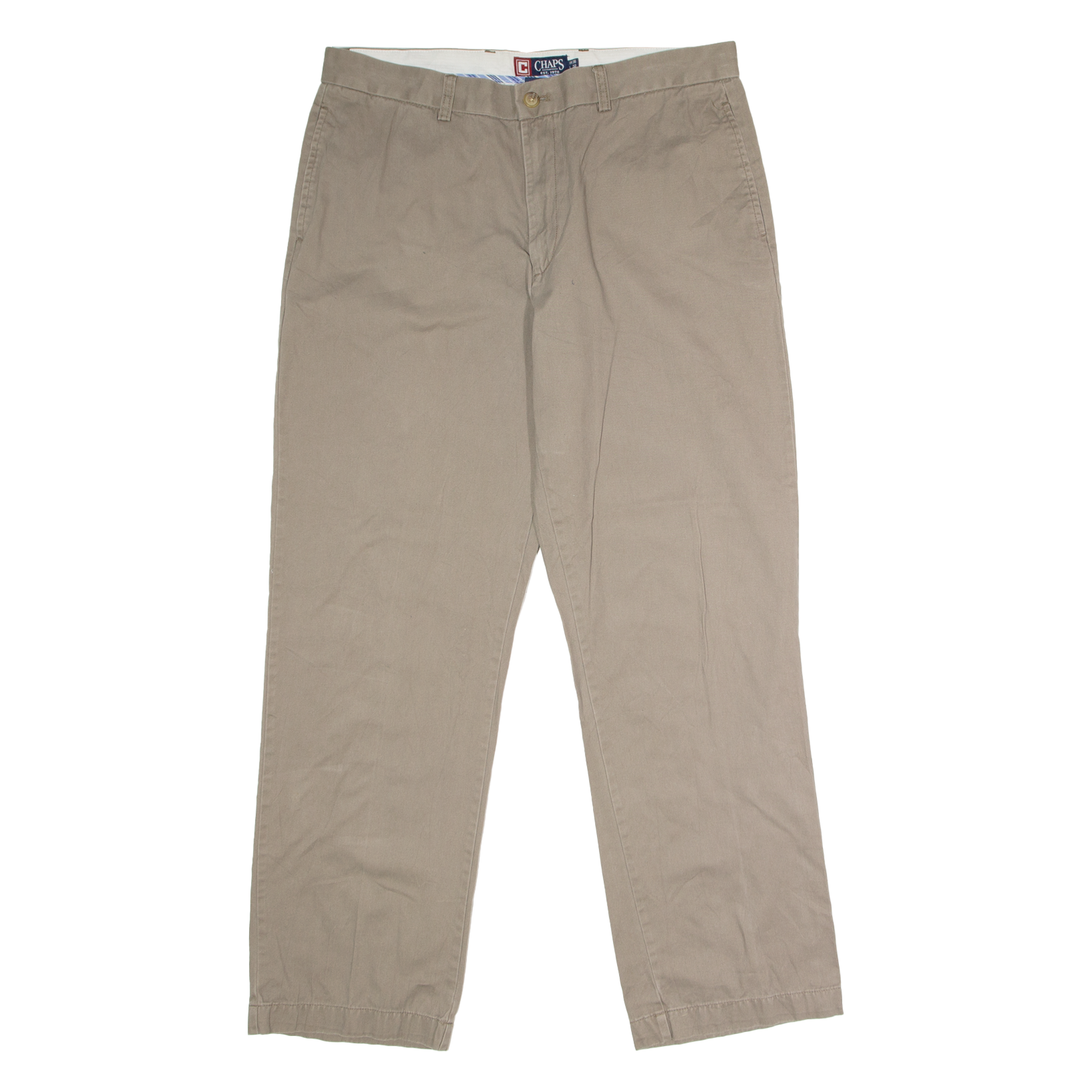CHAPS Chino Mens Twill Trousers Beige Regular Straight W36 L32 Refurbished - N/A refurbished available on Cerqular
