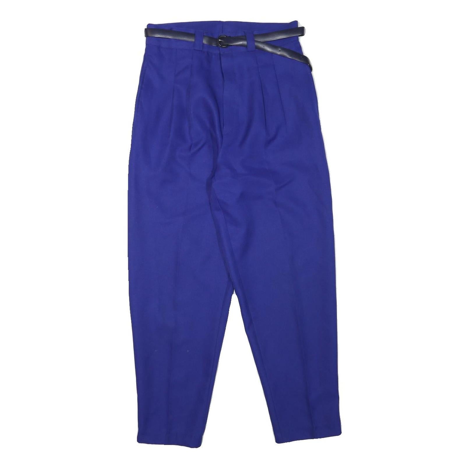 Womens Relaxed Fit Blue Polyester Blend Trousers W28 L25 Belted Zip Closure Refurbished - N/A refurbished available on Cerqular