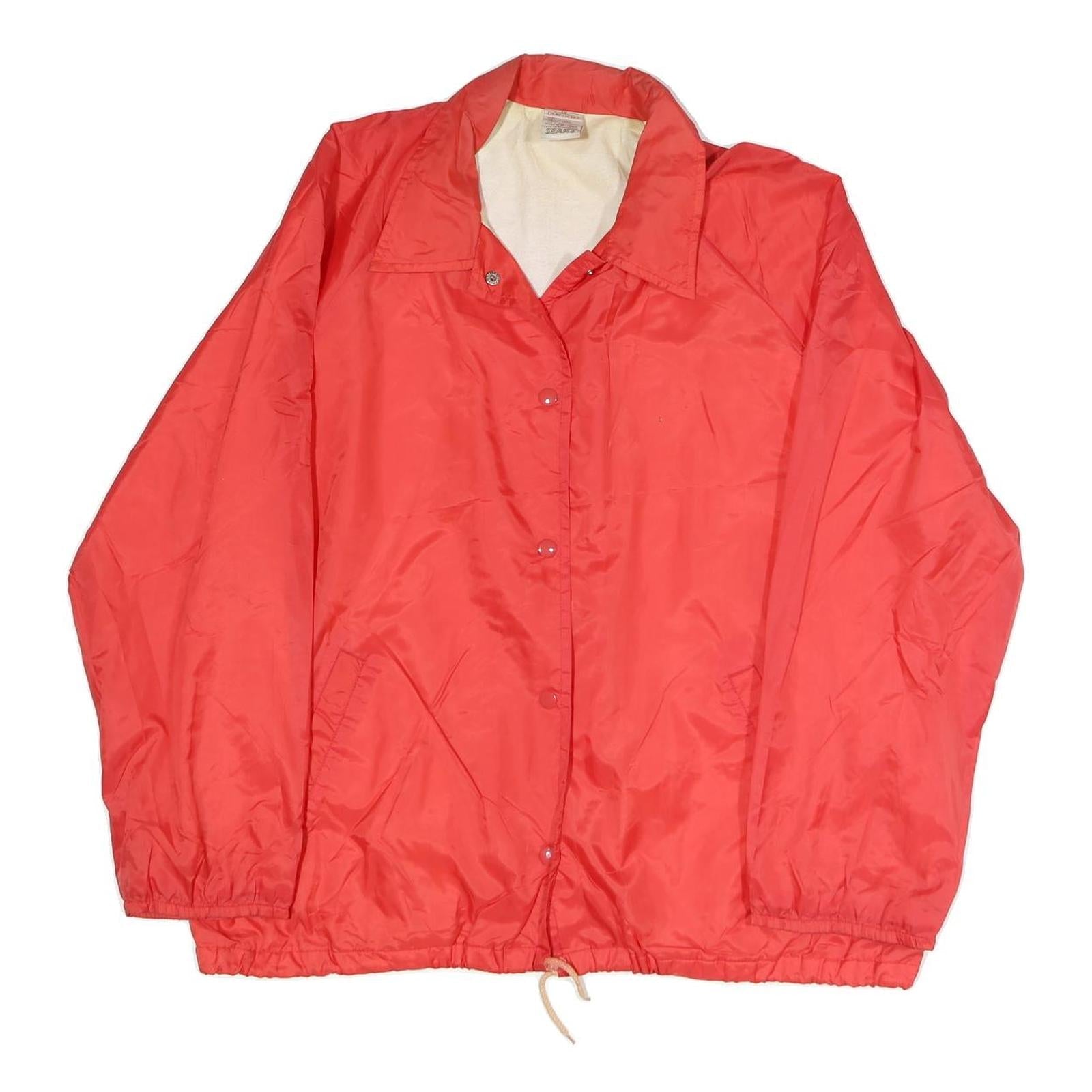 SEARS Womens Red Nylon Button Jacket XL Regular Fit Plain Lightweight Casual Refurbished - N/A refurbished available on Cerqular