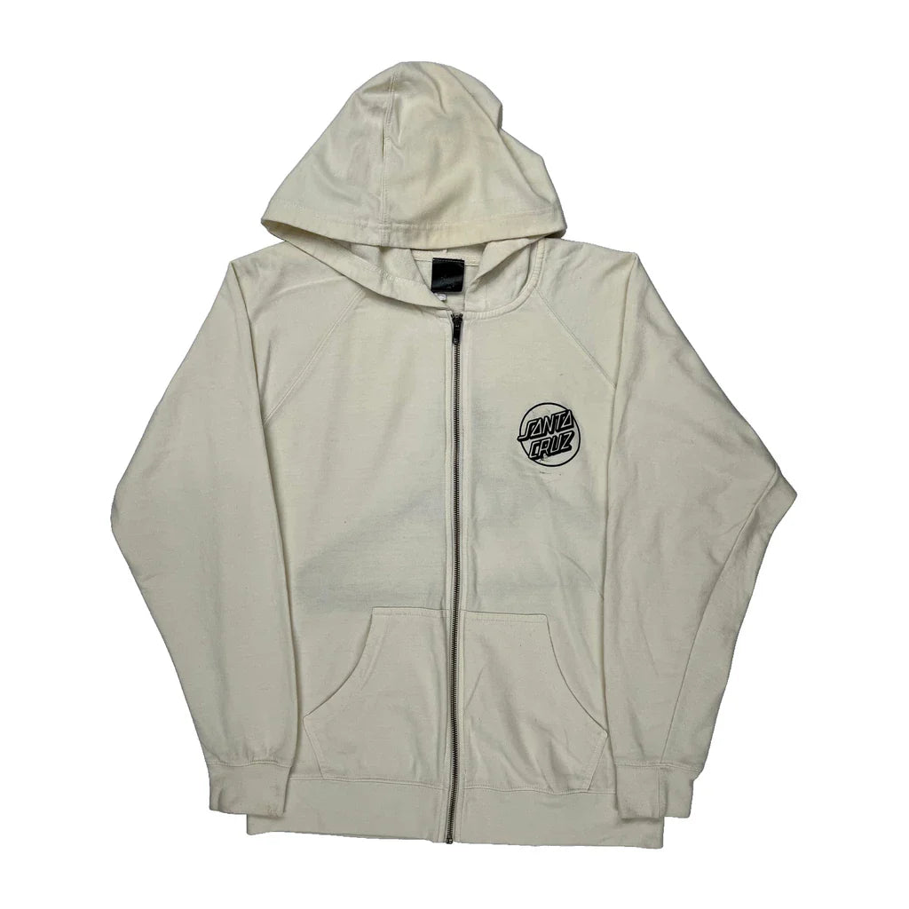 Santa Cruz Hoodie - Small Cream Cotton Refurbished - Thrifted (note: this is a term often used to describe second- refurbished available on Cerqular