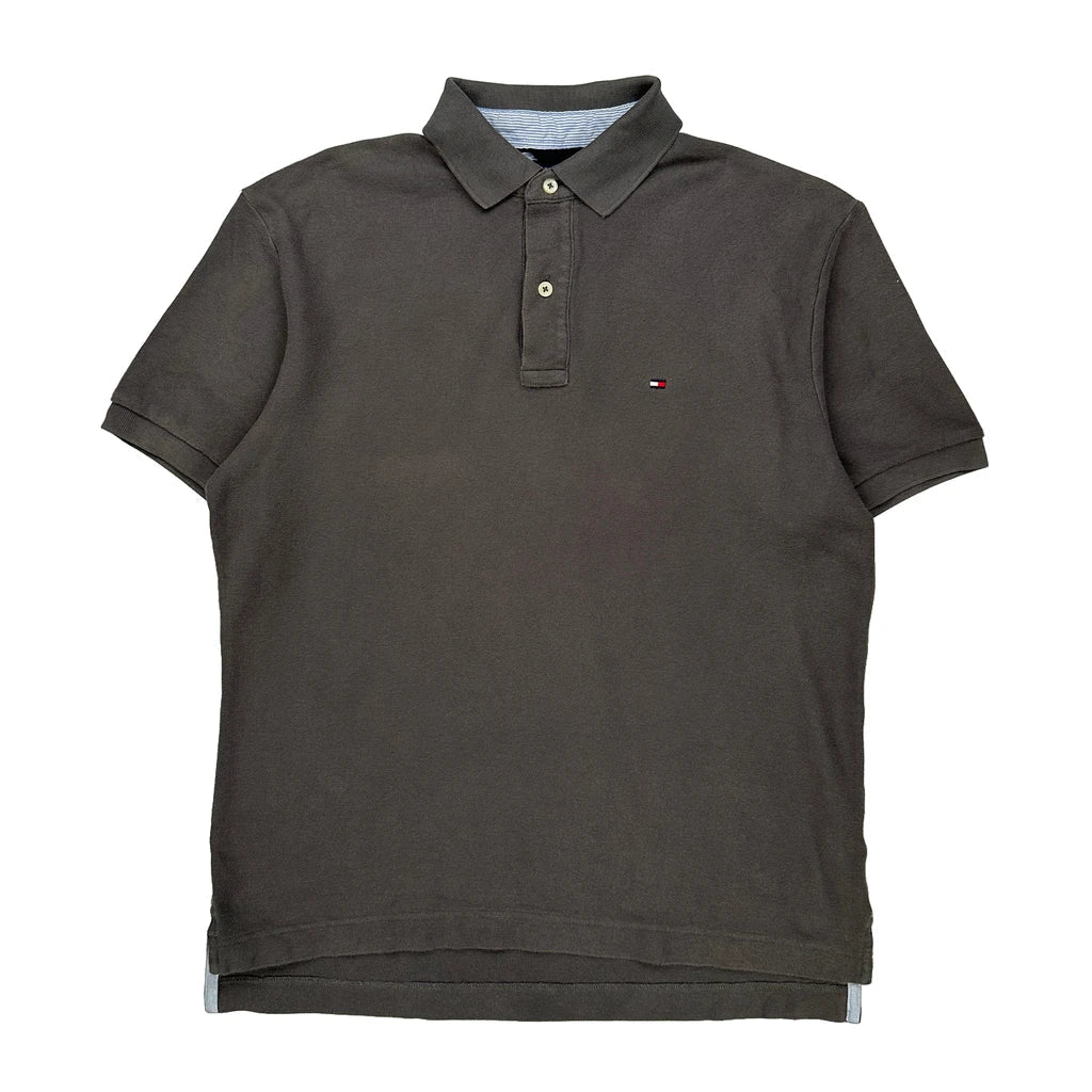 Tommy Hilfiger Polo Shirt - Medium Brown Cotton Refurbished - Thrifted (note: this is a term often used to describe second- refurbished available on Cerqular