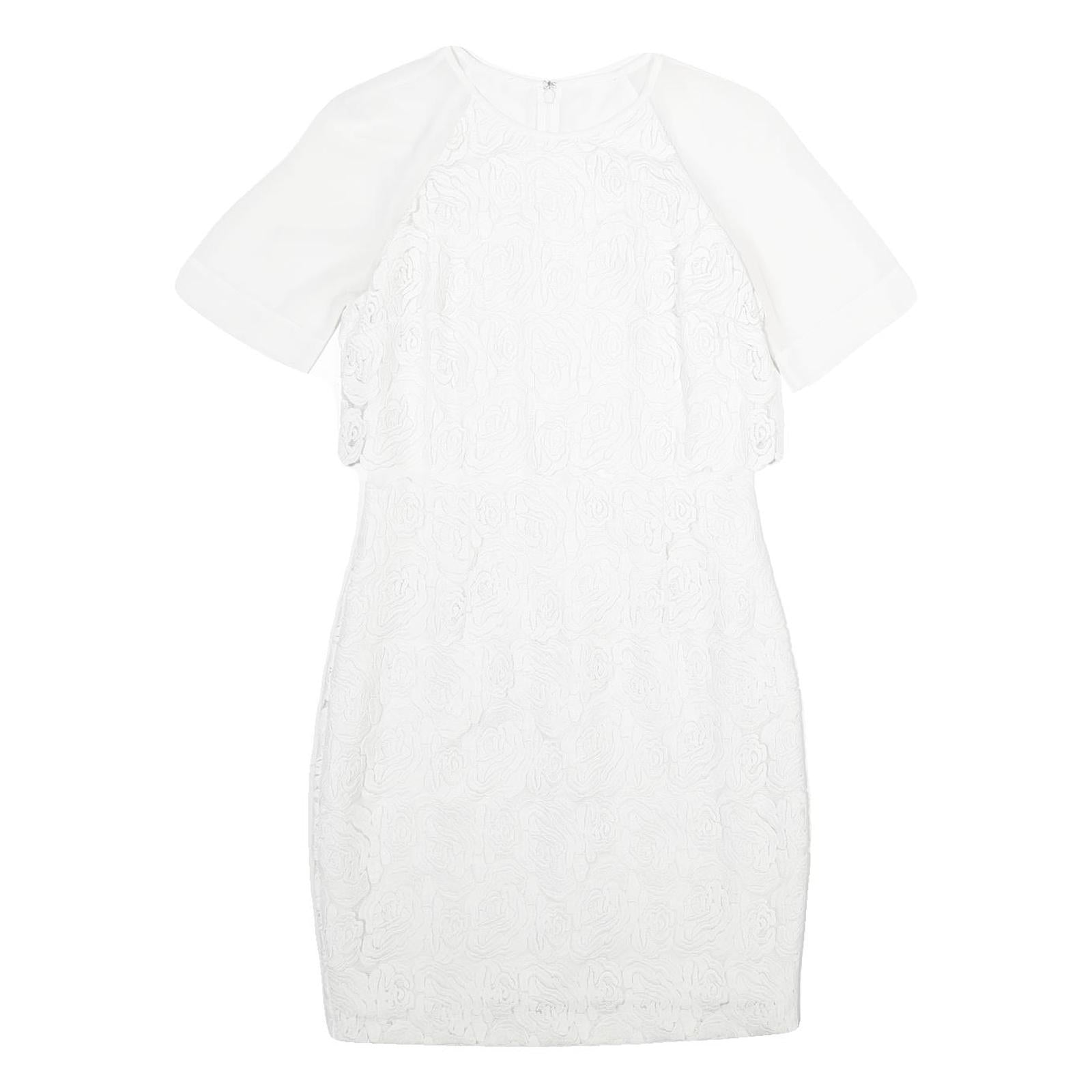 REISS Womens White Bodycon Dress Polyester Blend Short Sleeve Knee Length UK 8 Refurbished - N/A refurbished available on Cerqular