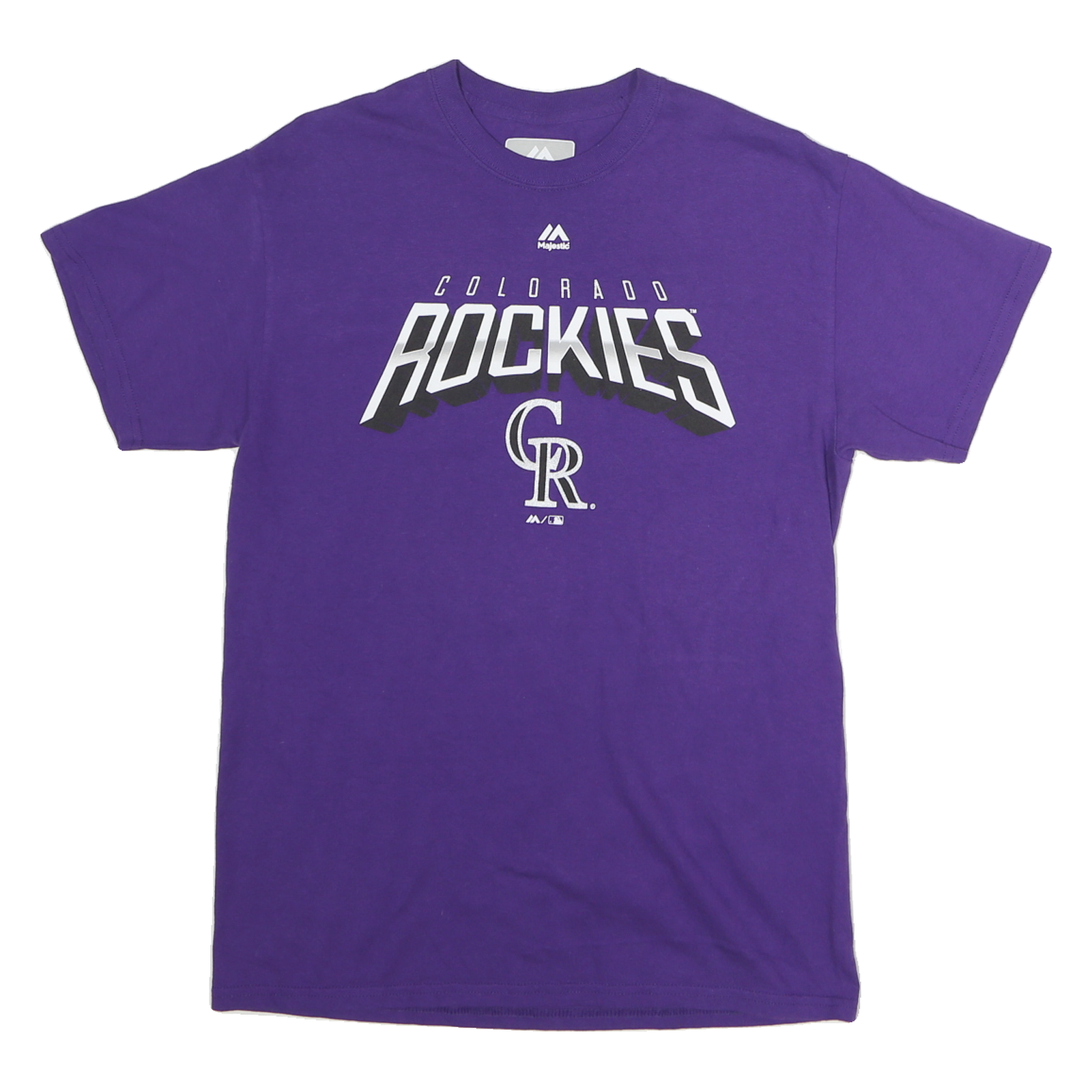 MAJESTIC Mens Purple Colorado Rockies Graphic T-Shirt M Short Sleeve Crew Neck Refurbished - N/A refurbished available on Cerqular