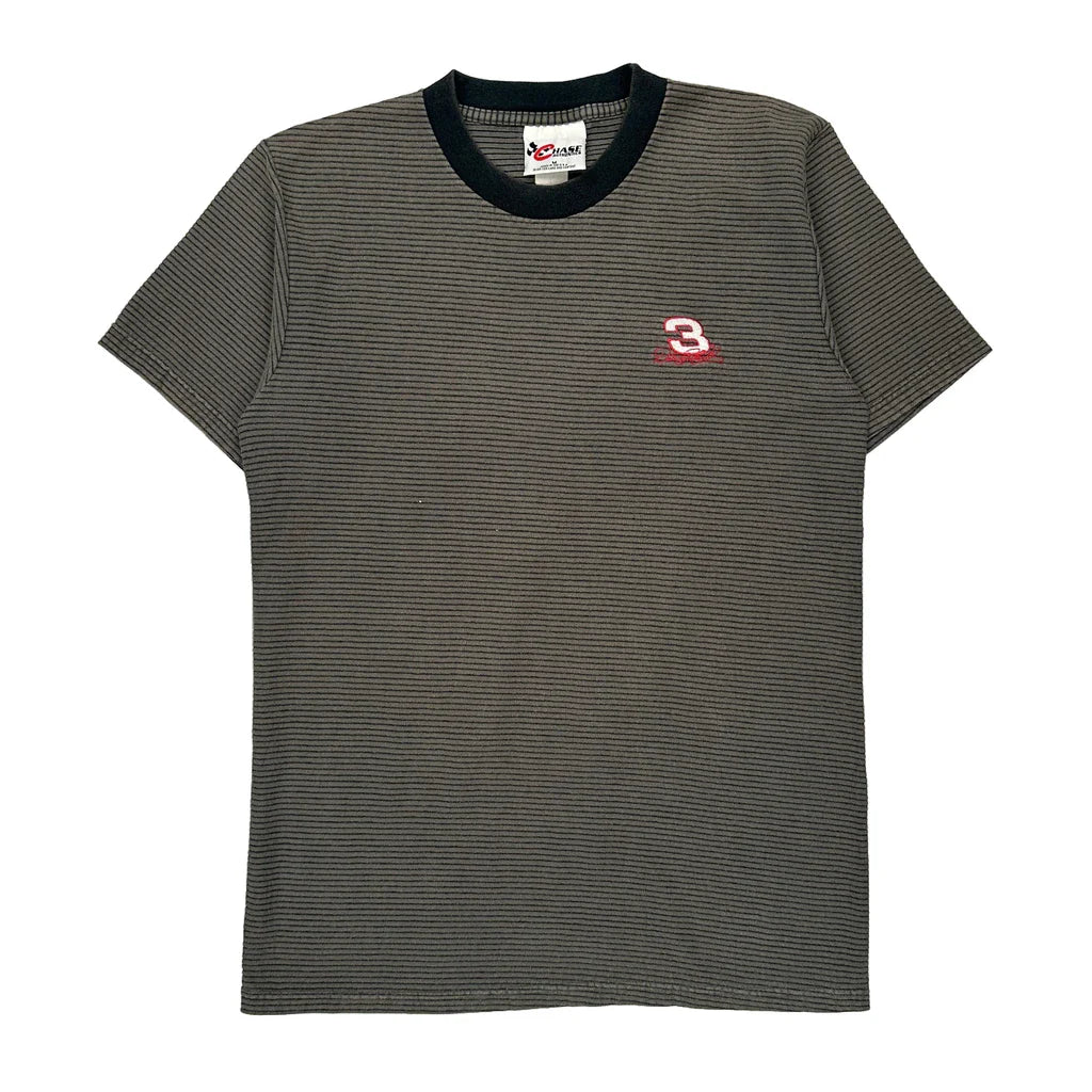 Made In USA Chase Authentics Striped T-Shirt - Medium Grey Cotton Refurbished - Thrifted (note: this is a term often used to describe second- refurbished available on Cerqular