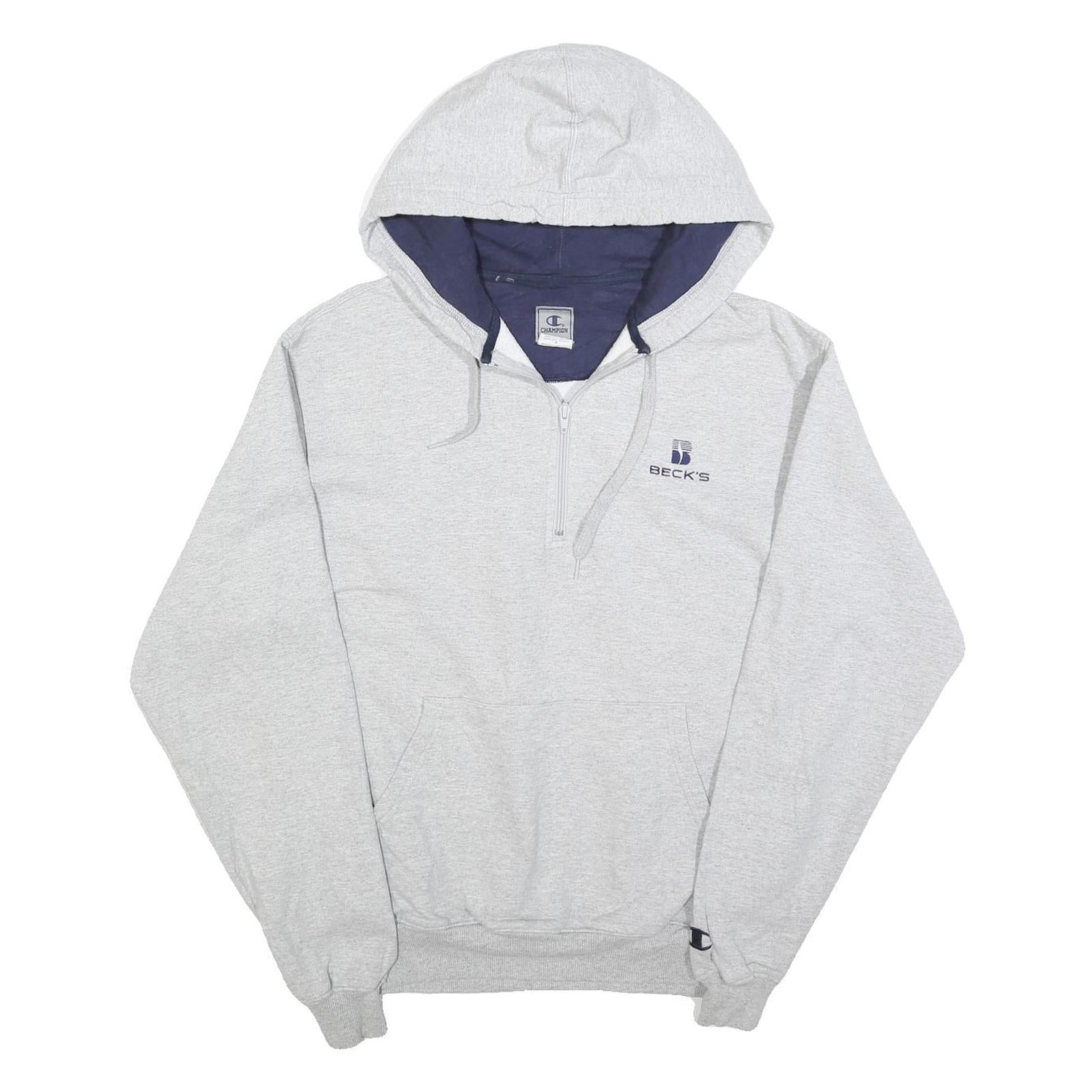 CHAMPION Mens Grey Beck's ¼ Zip Hoodie M Cotton Blend Casual Sweatshirt Refurbished - N/A refurbished available on Cerqular