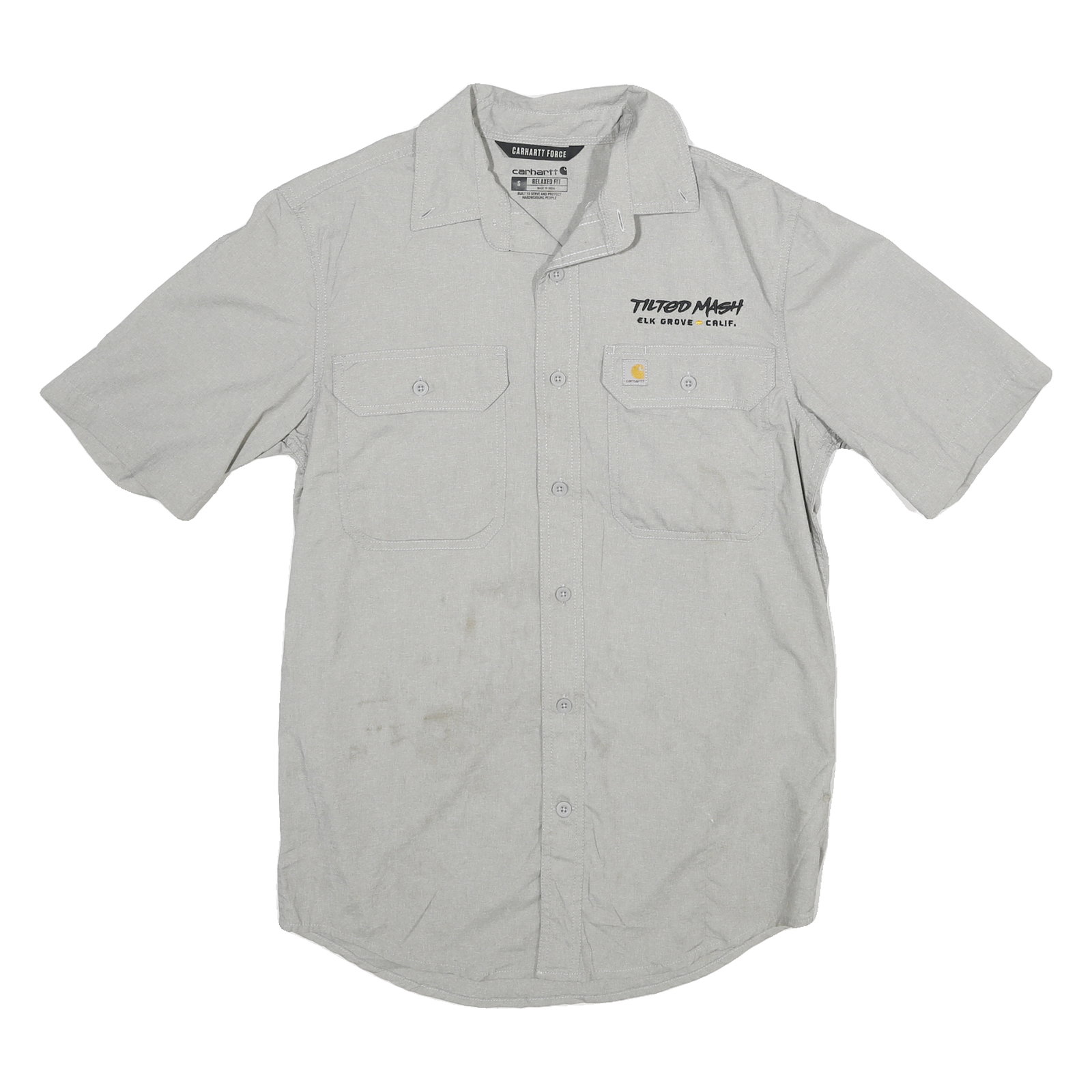 CARHARTT Mens Grey & Light Grey Cotton Blend Short Sleeve Shirt S Workwear Refurbished - N/A refurbished available on Cerqular