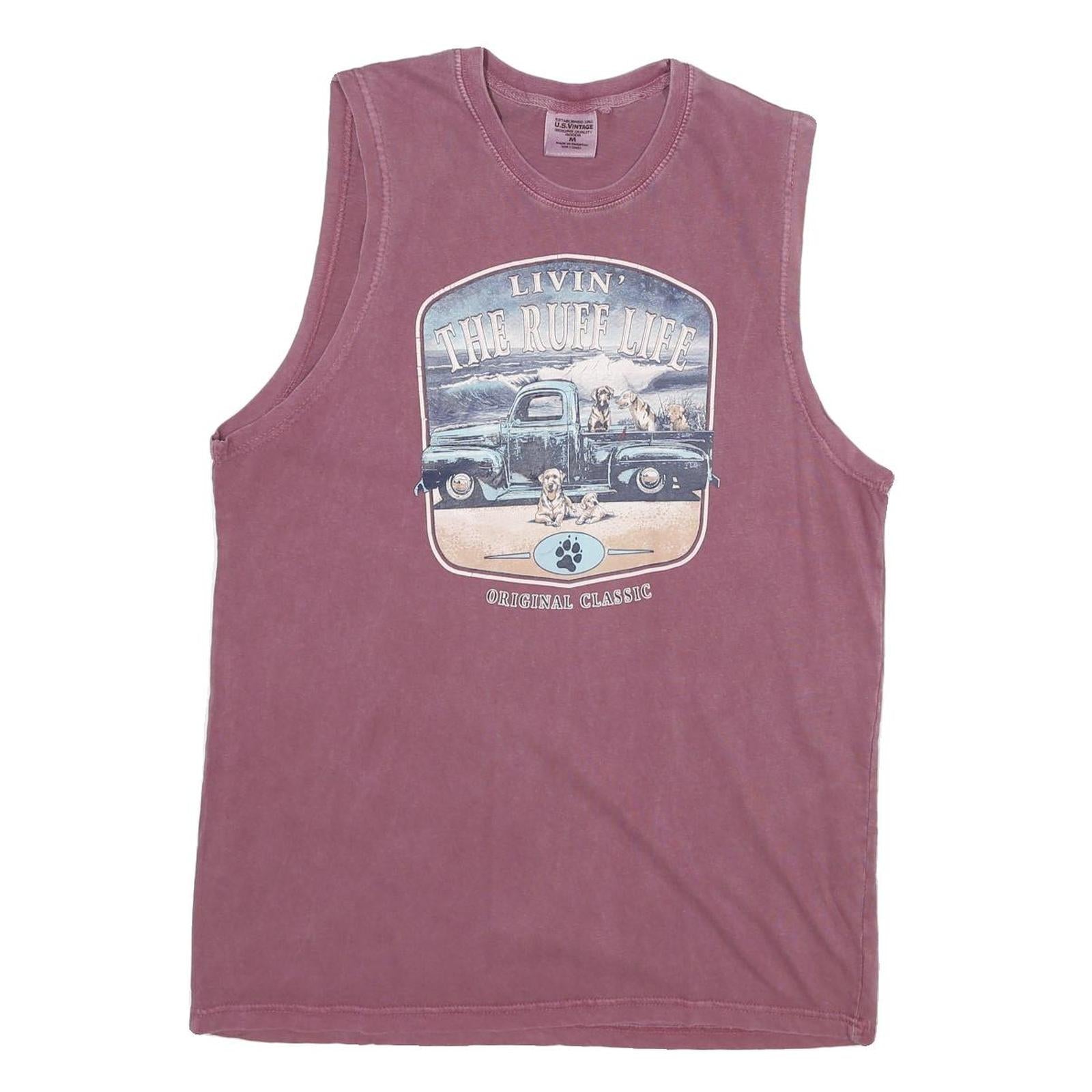 US VINTAGE Mens Purple & Blue Graphic Vest M Sleeveless Crew Neck Cotton Blend Refurbished - N/A refurbished available on Cerqular