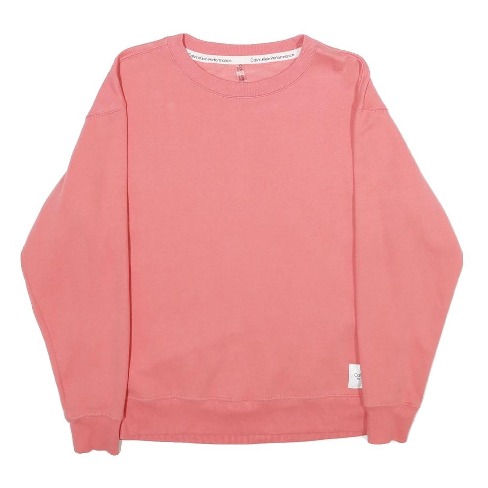 CALVIN KLEIN PERFORMANCE Womens Pink XS Crew Neck Cotton Blend Sweatshirt Refurbished - N/A refurbished available on Cerqular